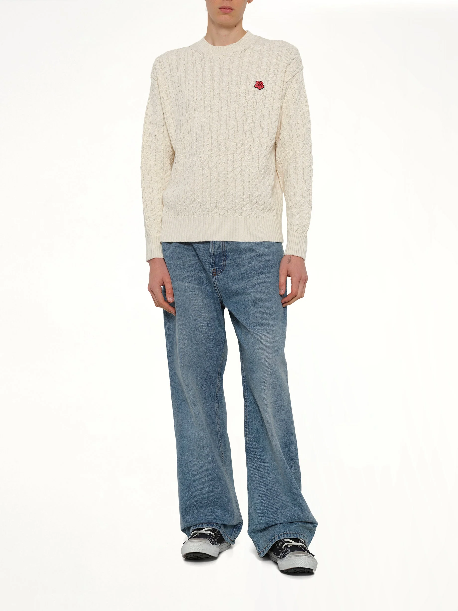 Boke Flower Cable Knit Jumper in Ecru - Image 4