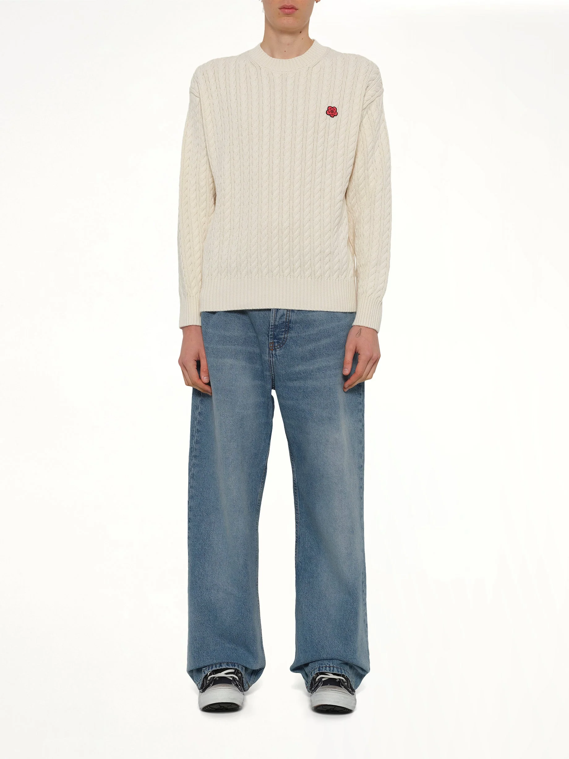 Boke Flower Cable Knit Jumper in Ecru - Image 7