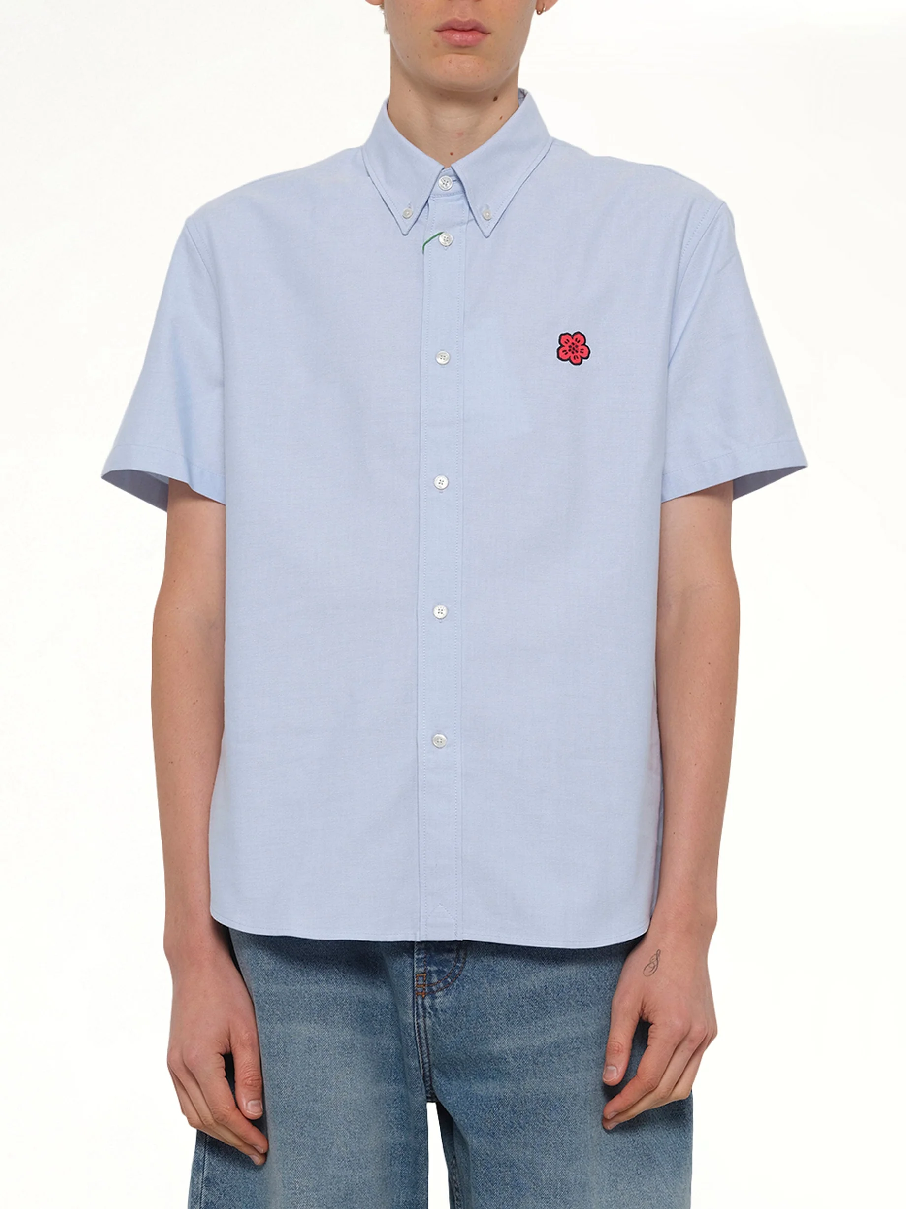 Boke Flower Crest Short Sleeve Shirt in Light Blue