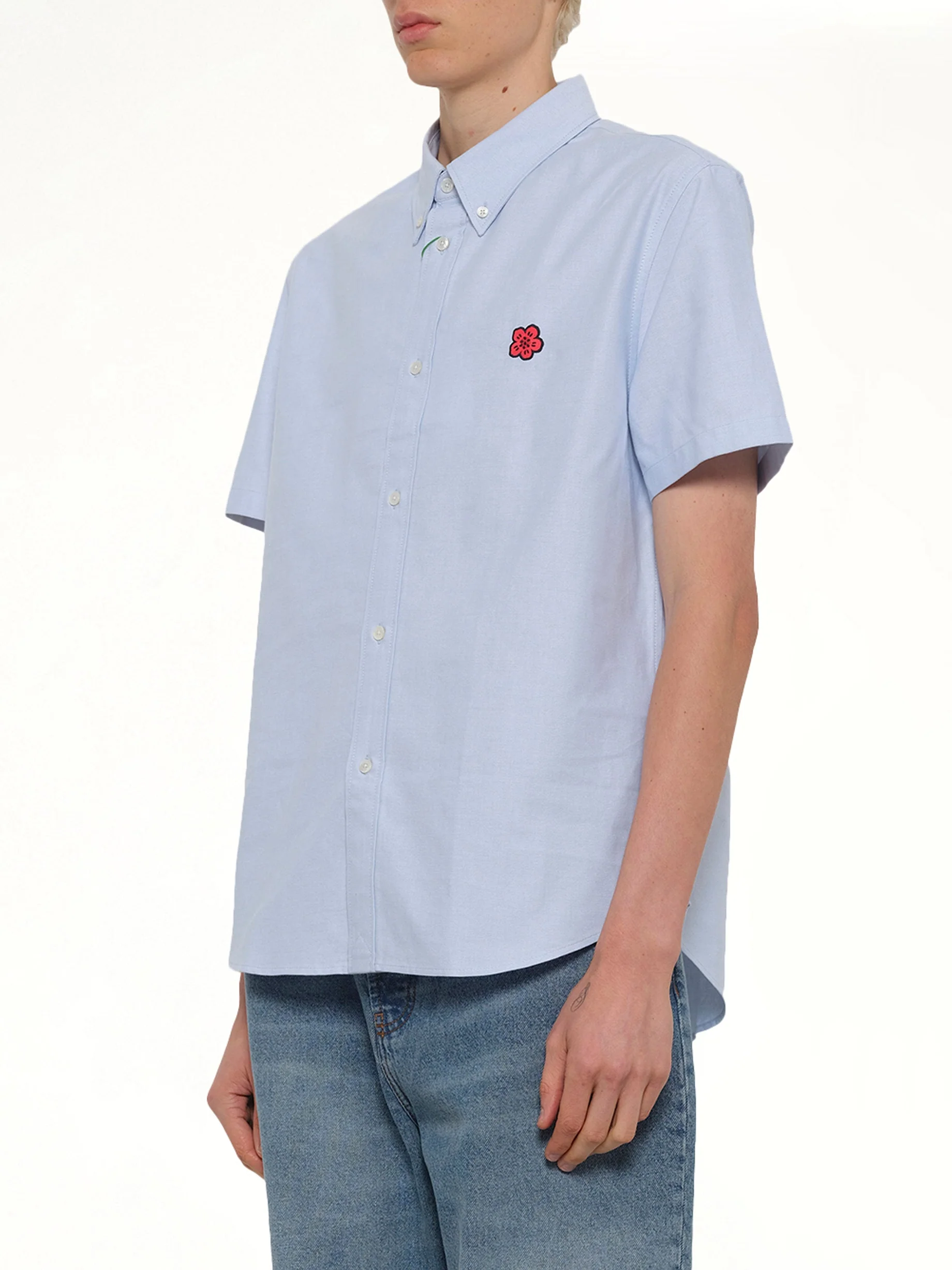 Boke Flower Crest Short Sleeve Shirt in Light Blue - Image 3