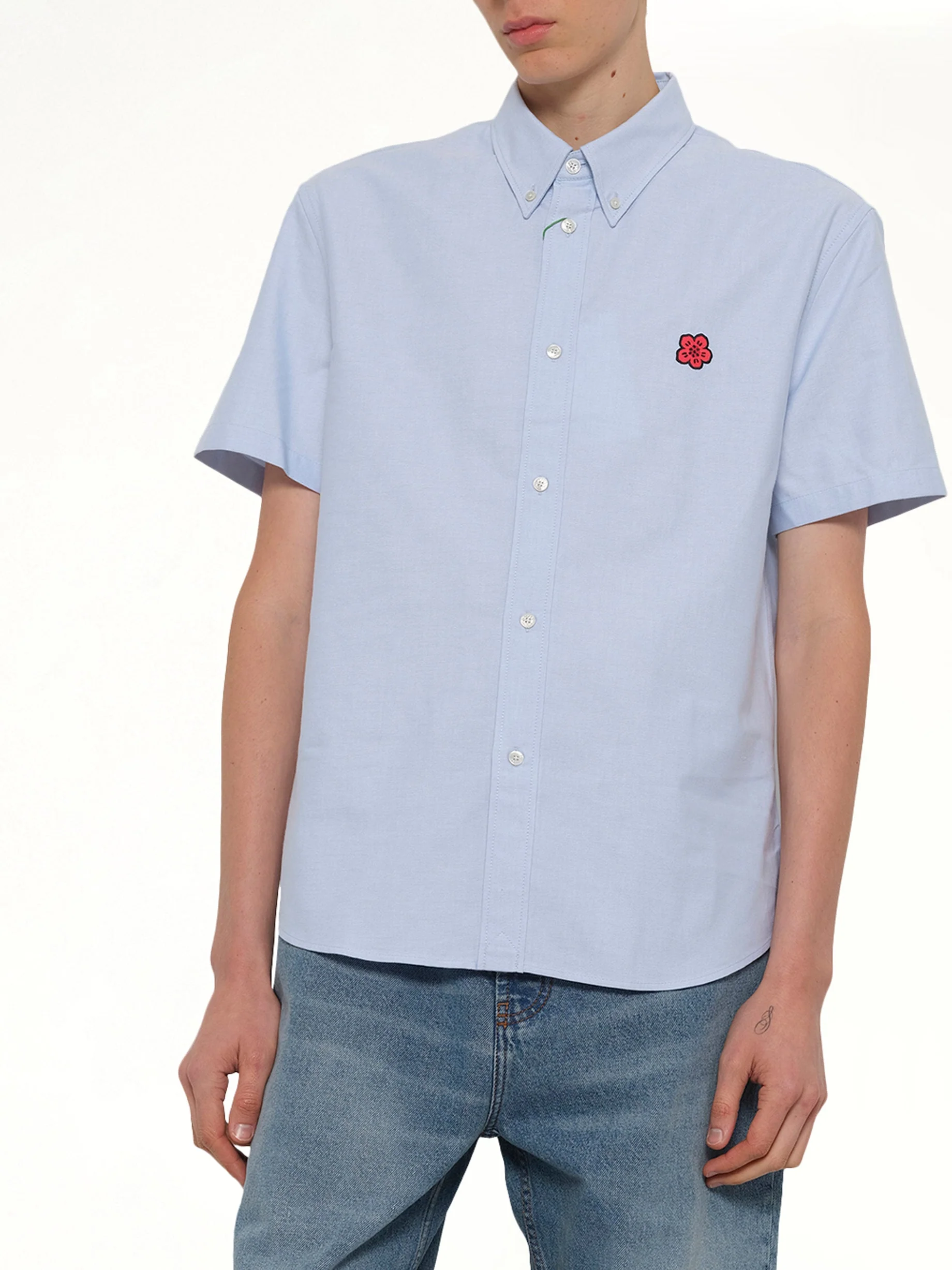 Boke Flower Crest Short Sleeve Shirt in Light Blue - Image 6