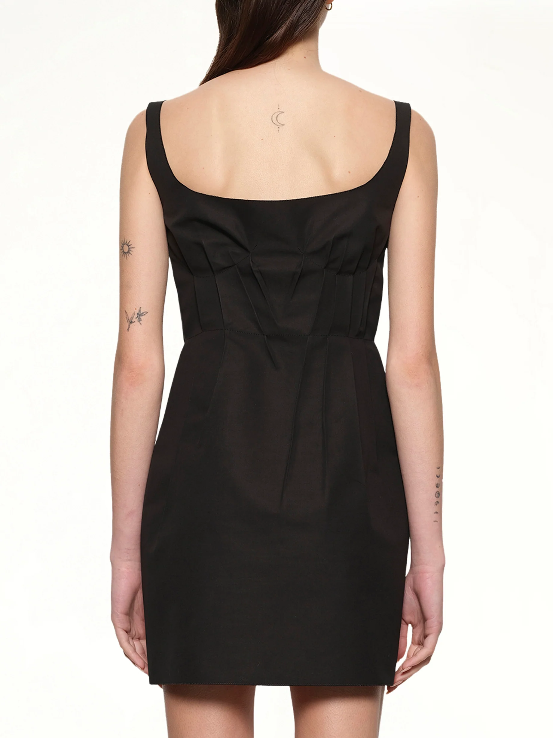 Bonded Cotton Poplin Dress in Black - Image 5