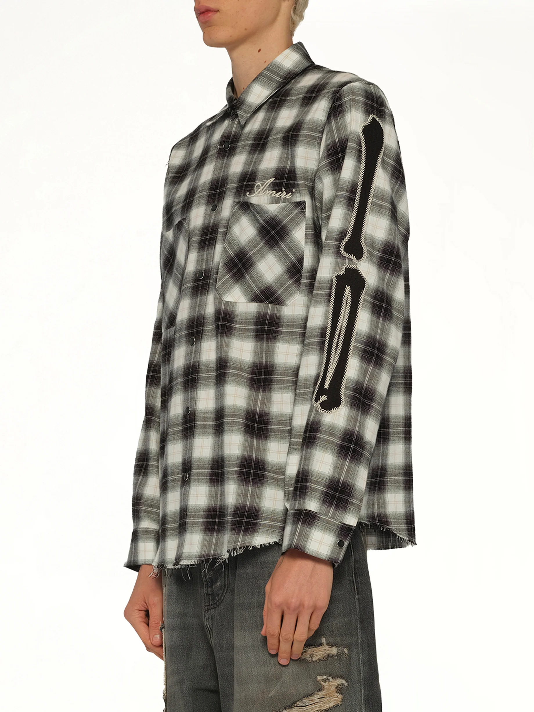 Bones Flannel Overshirt in Black - Image 3