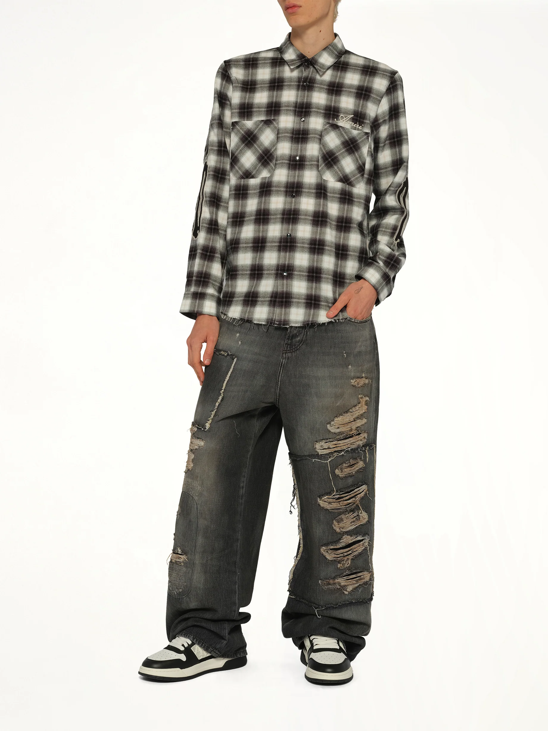 Bones Flannel Overshirt in Black - Image 4