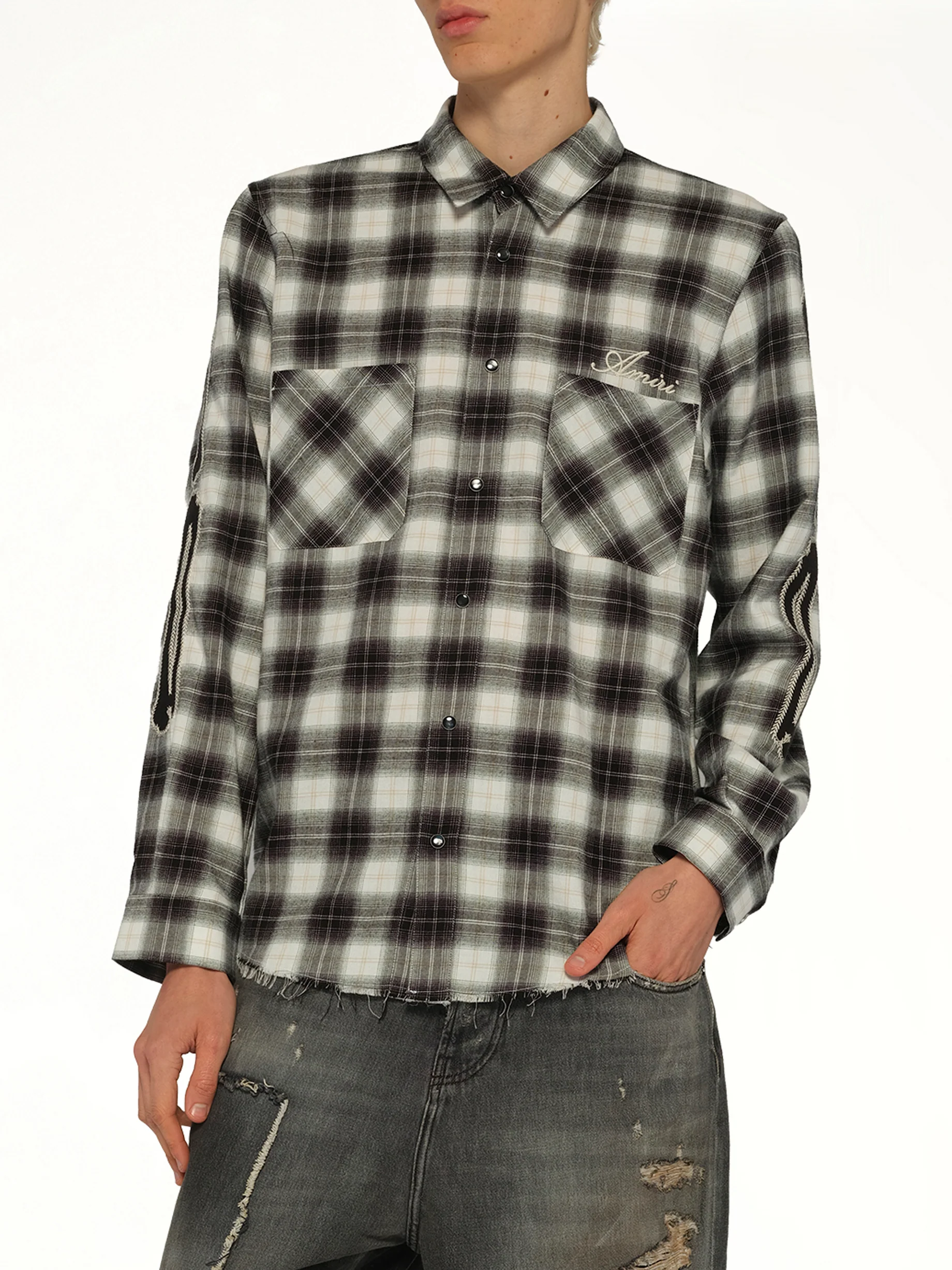 Bones Flannel Overshirt in Black - Image 6