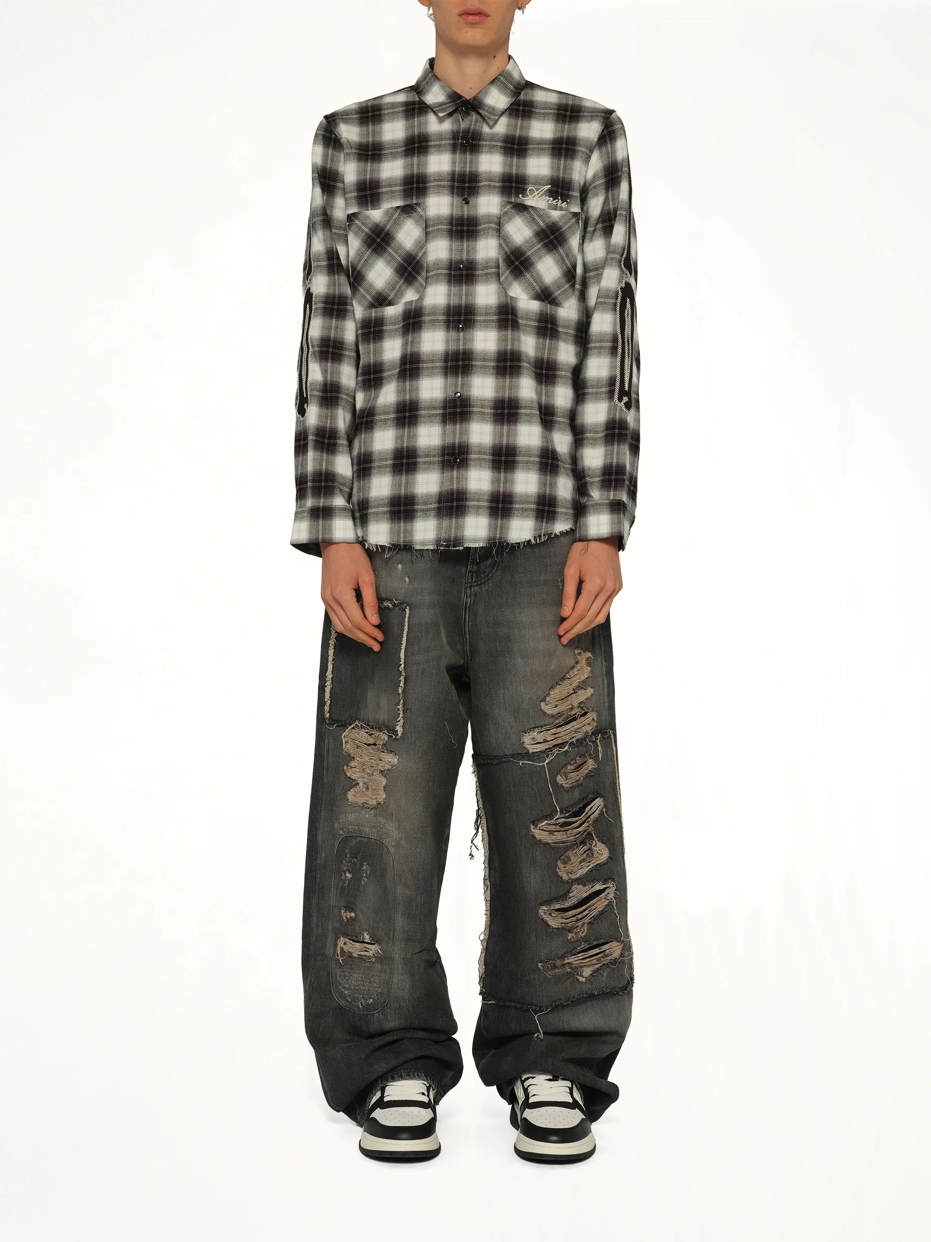Bones Flannel Overshirt in Black - Image 7