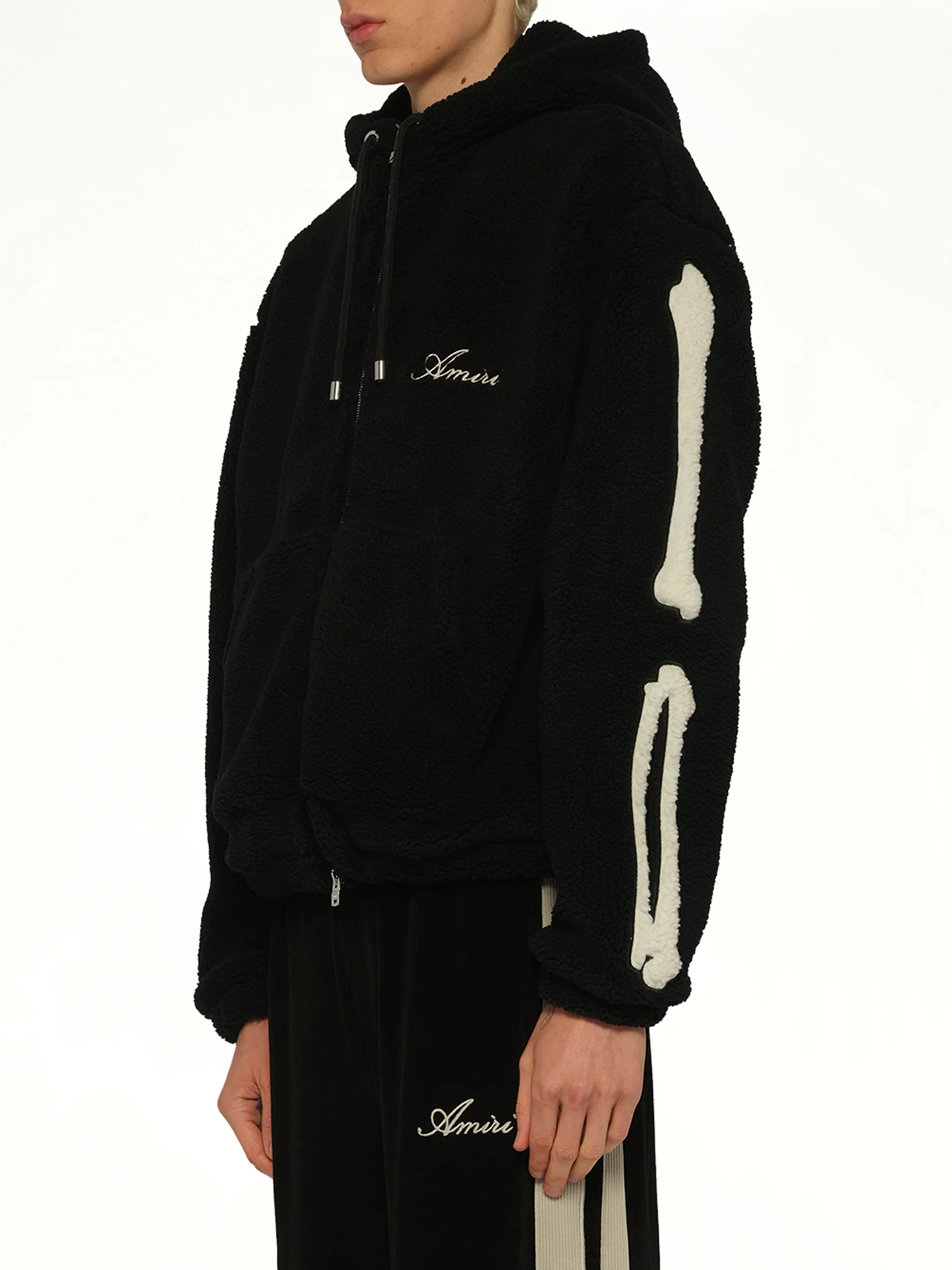 Bones Fleece Zip Hoodie in Black - Image 3