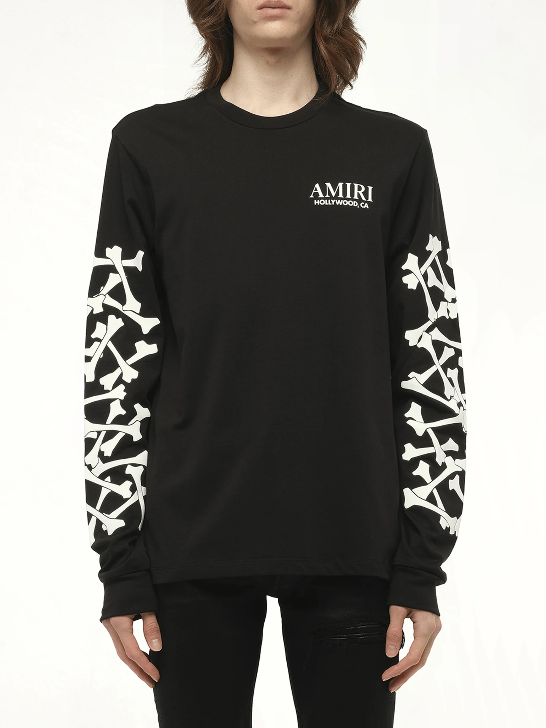 Bones Stacked L/S T-Shirt in Black
