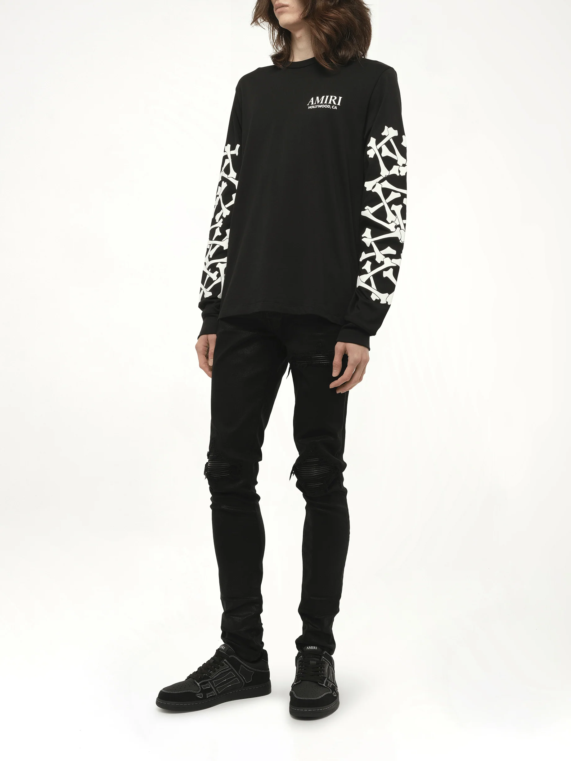 Bones Stacked L/S T-Shirt in Black - Image 4