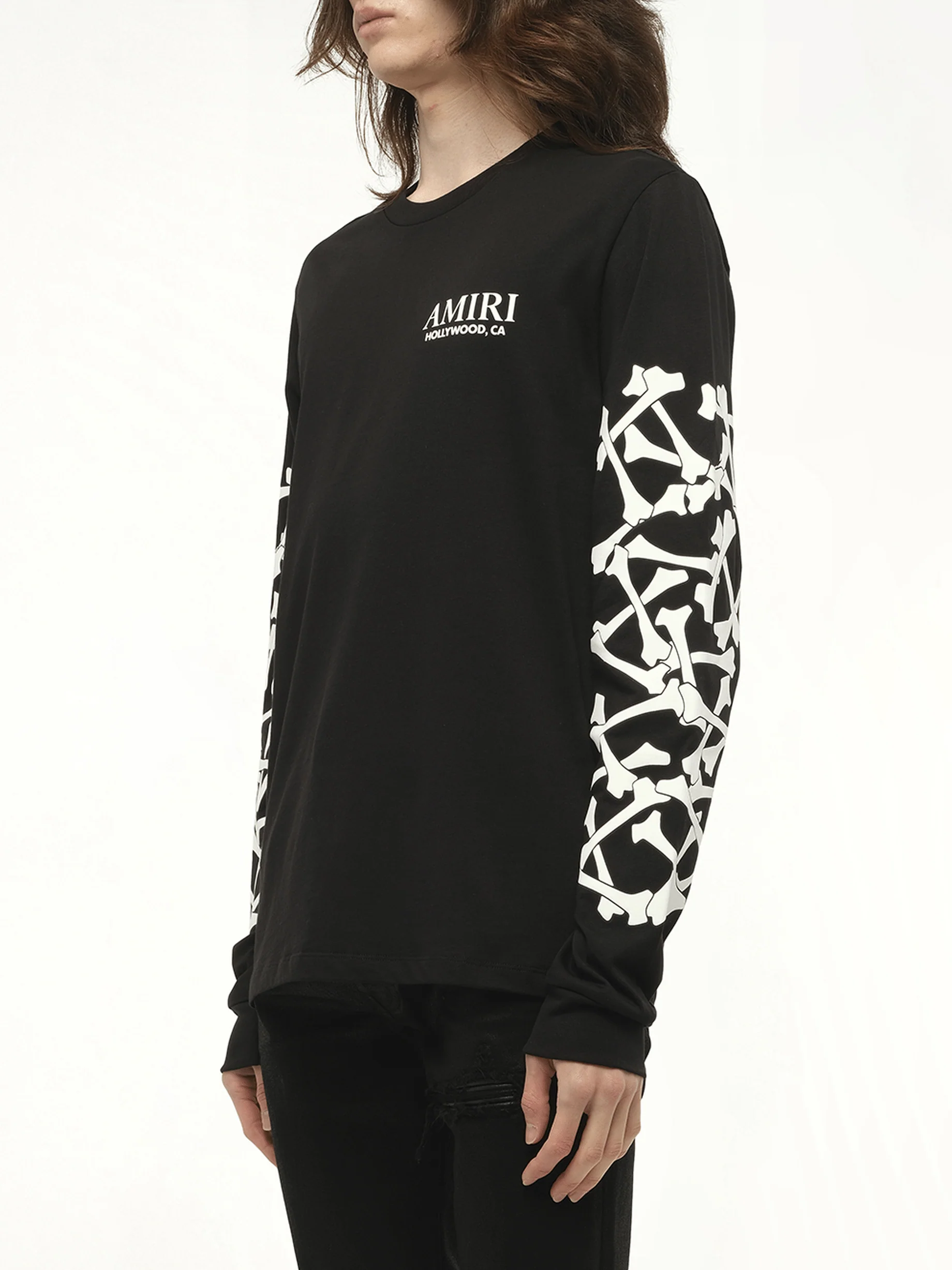 Bones Stacked L/S T-Shirt in Black - Image 5
