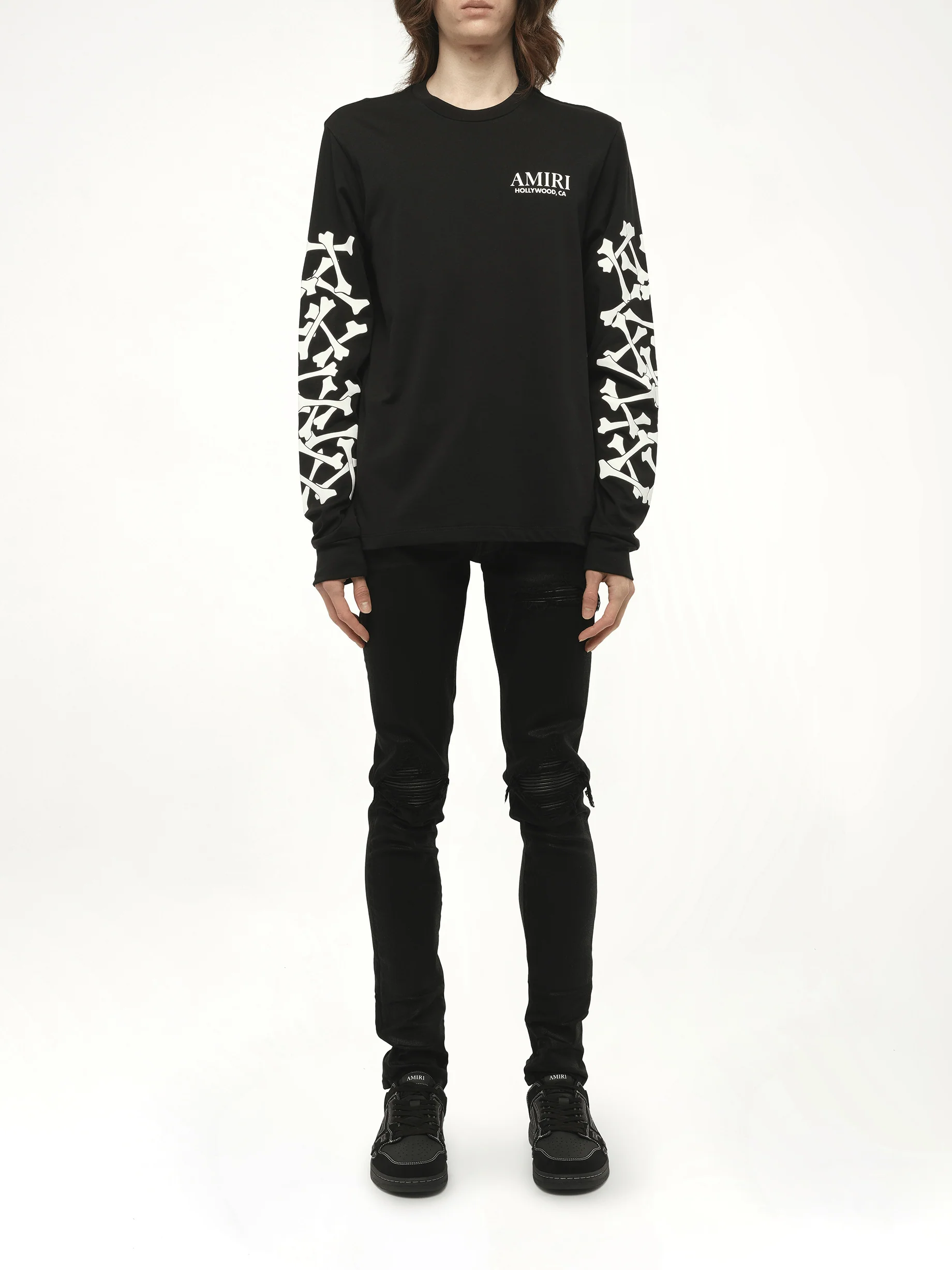 Bones Stacked L/S T-Shirt in Black - Image 7