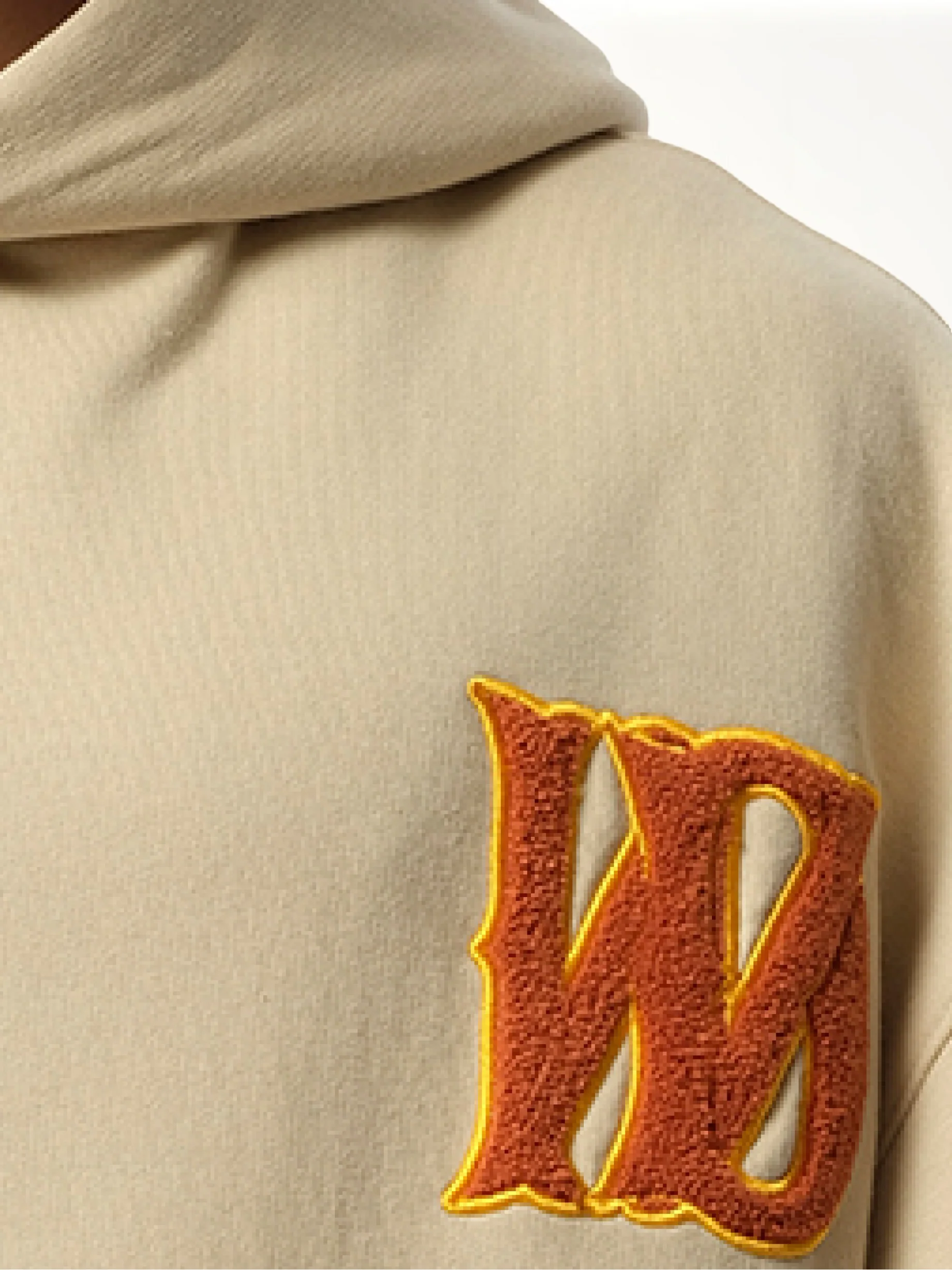 Boucle Letter Logo Hoodie in Beige - Image 3