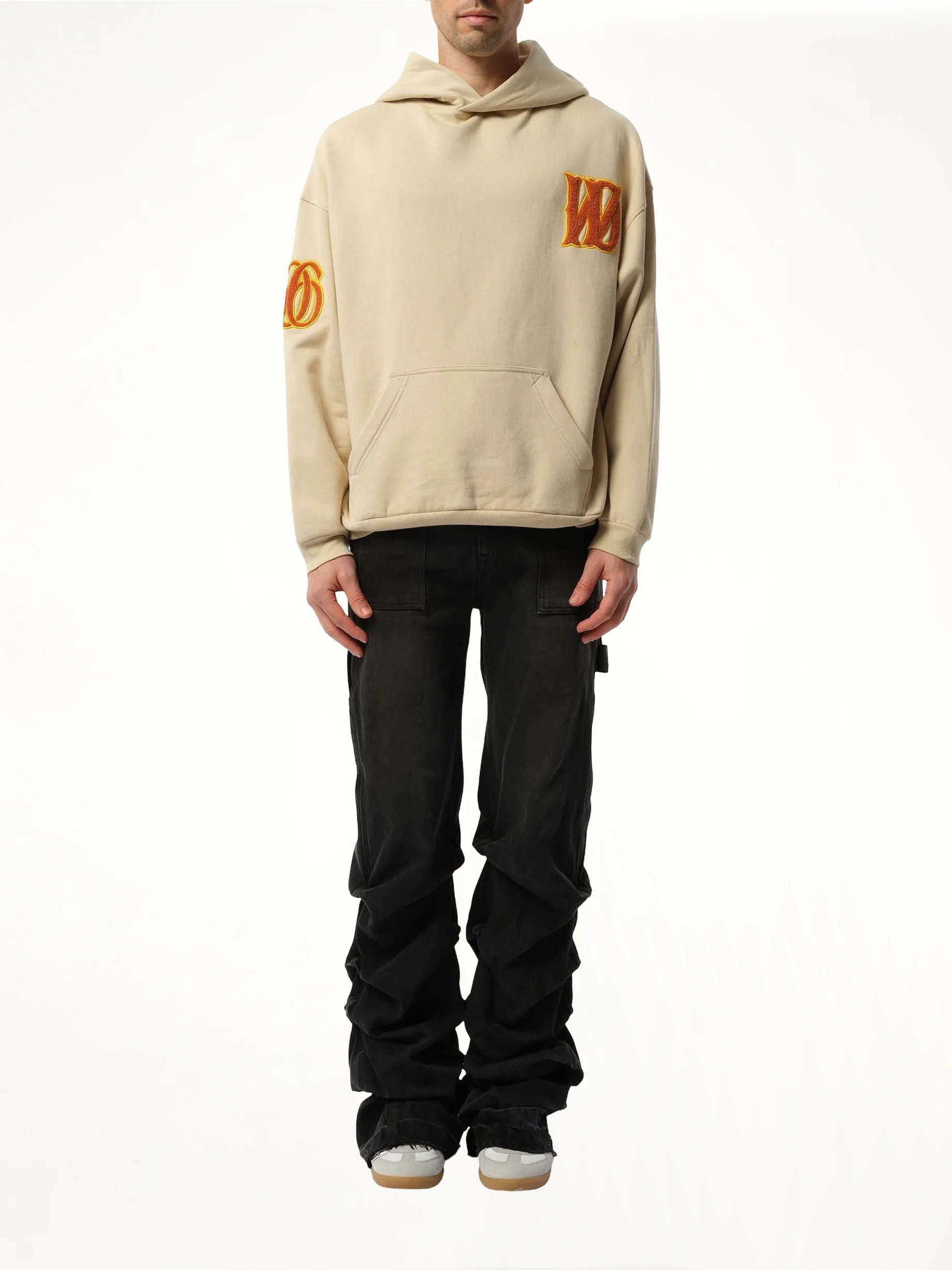 Boucle Letter Logo Hoodie in Beige - Image 4