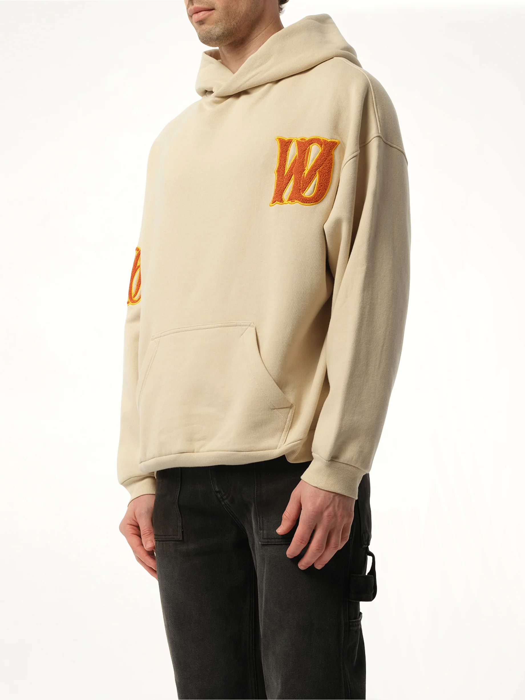 Boucle Letter Logo Hoodie in Beige - Image 5