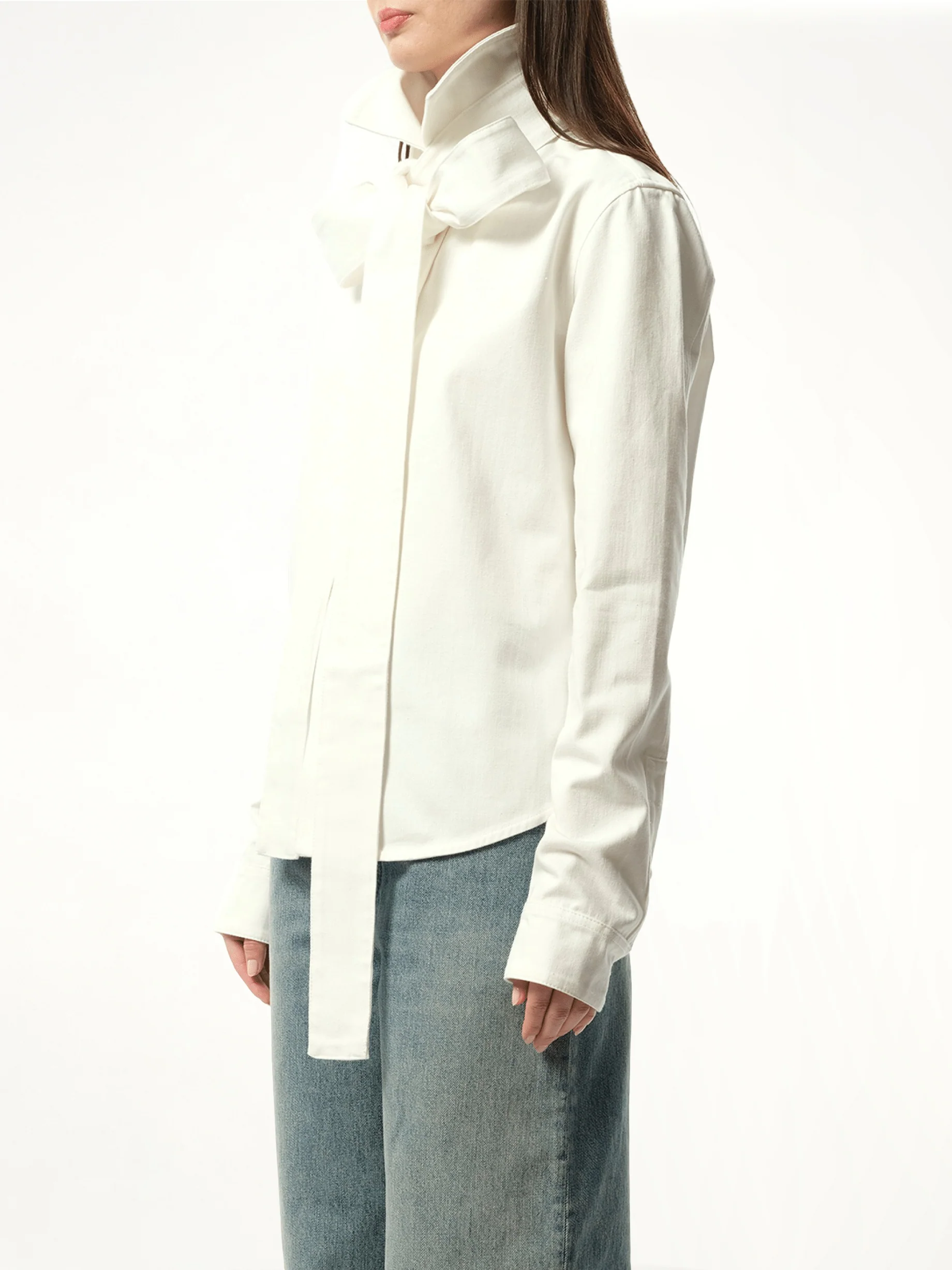 Bow Shirt in White - Image 5