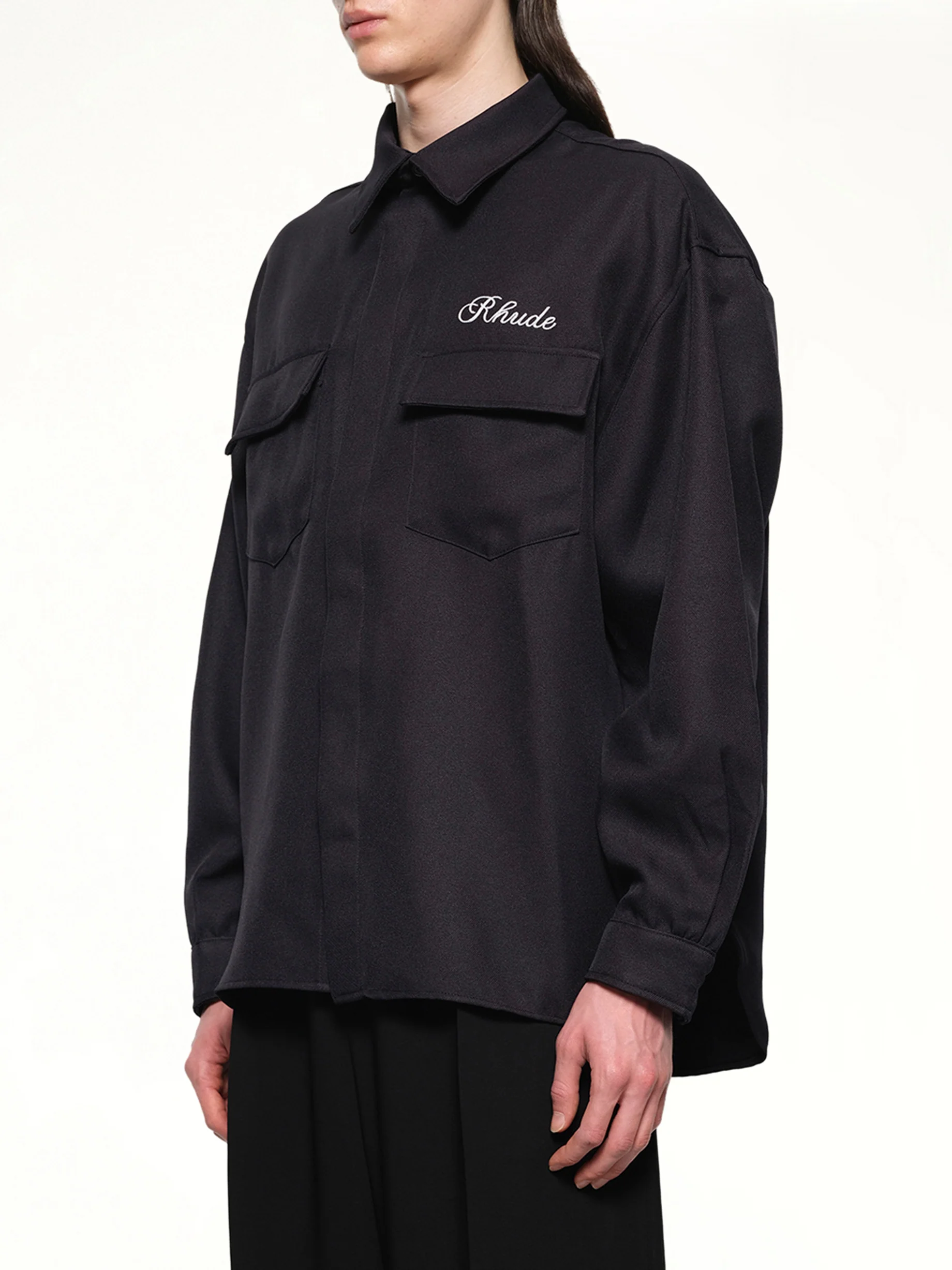 Boxy LS Work Shirt in Black - Image 3