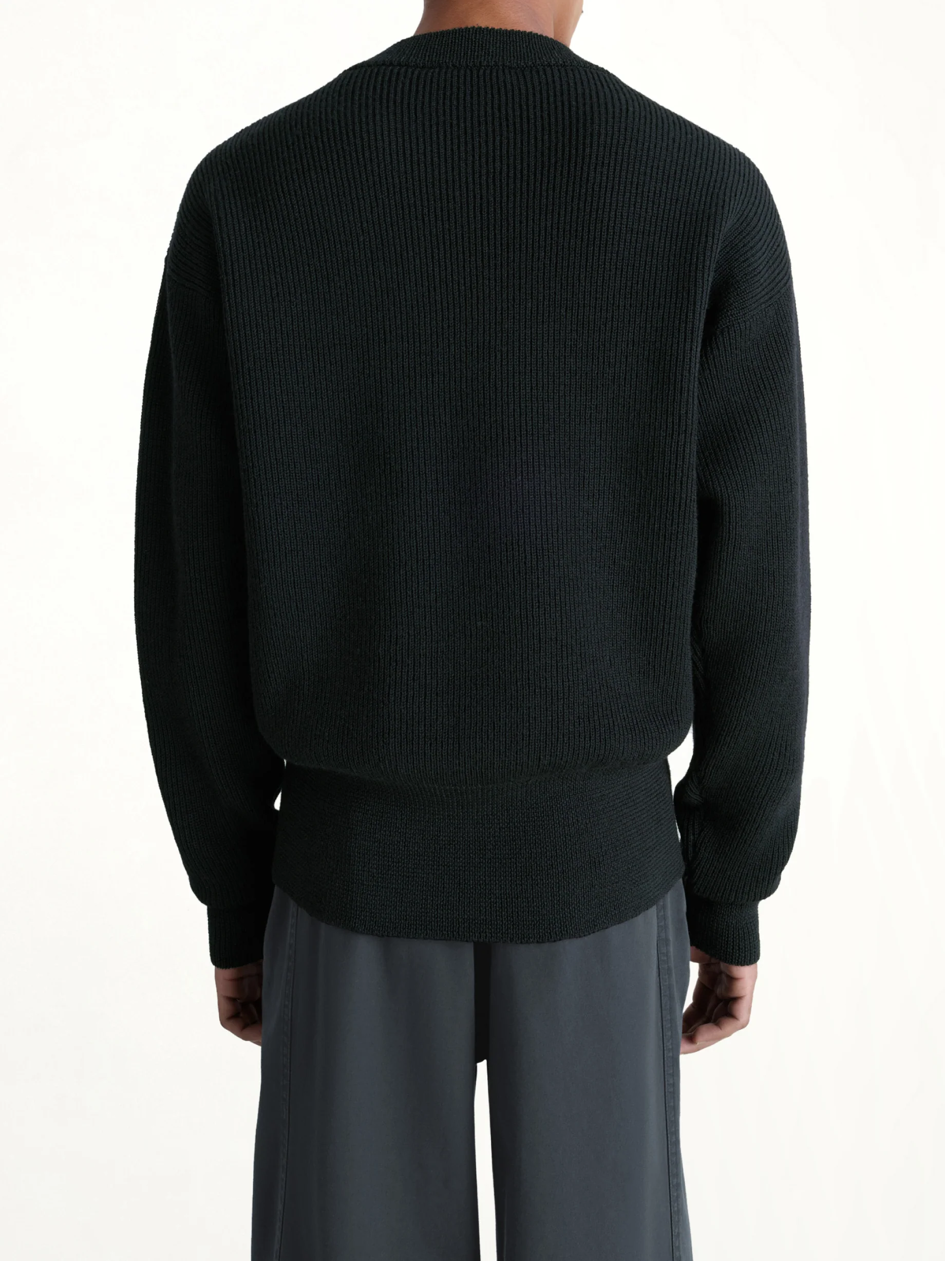 Boxy Round Neck Sweater in Black - Image 3