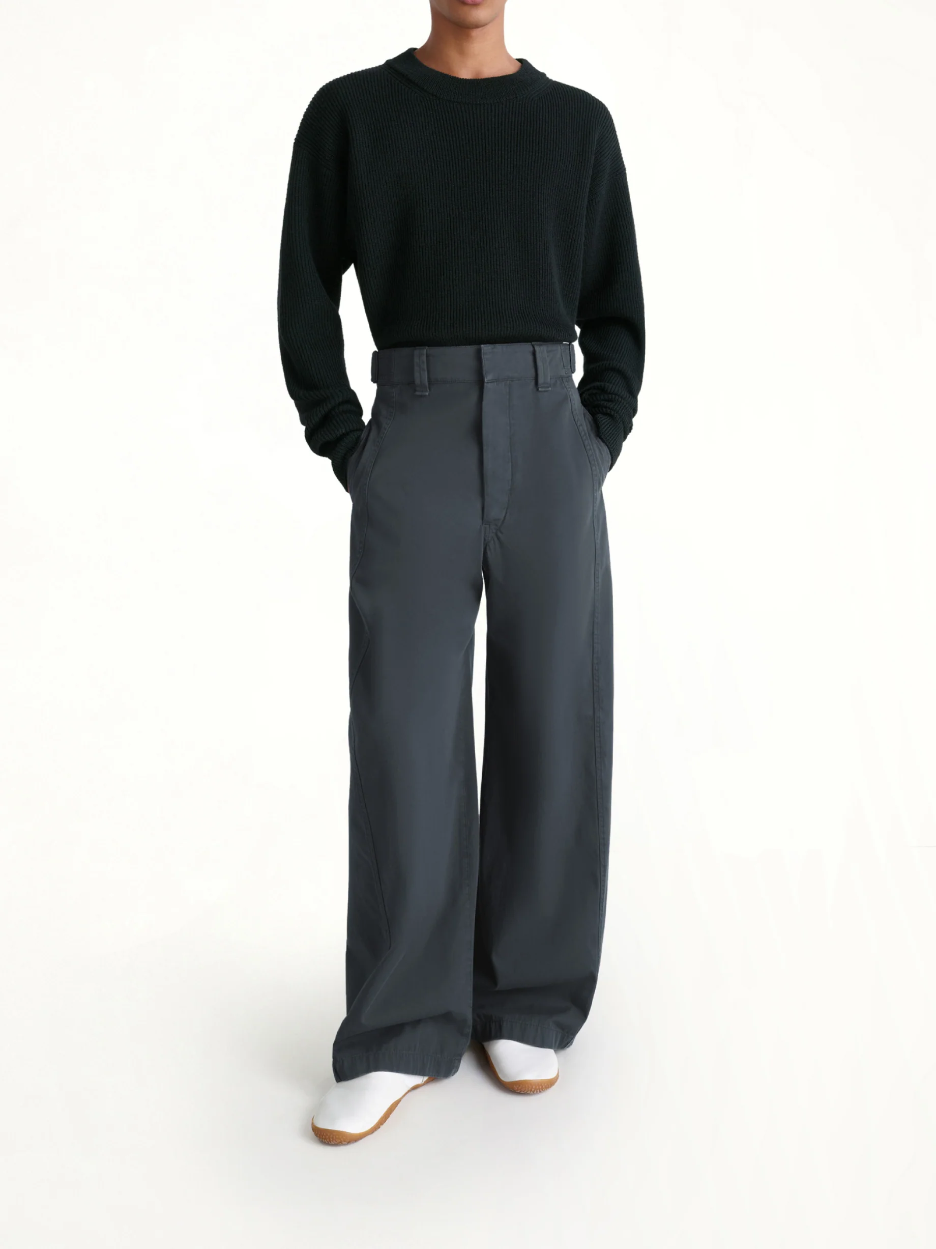 Boxy Round Neck Sweater in Black - Image 4