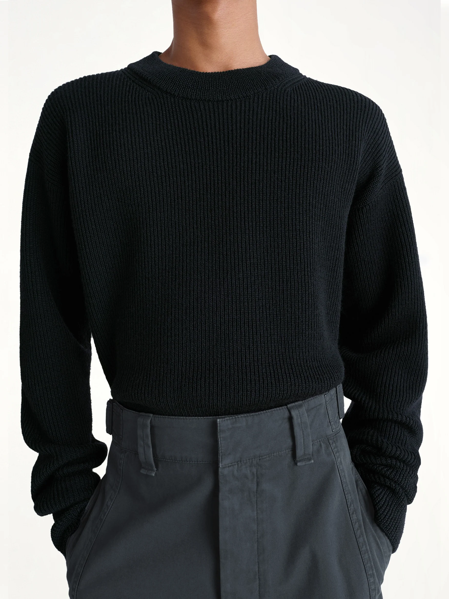 Boxy Round Neck Sweater in Black - Image 5