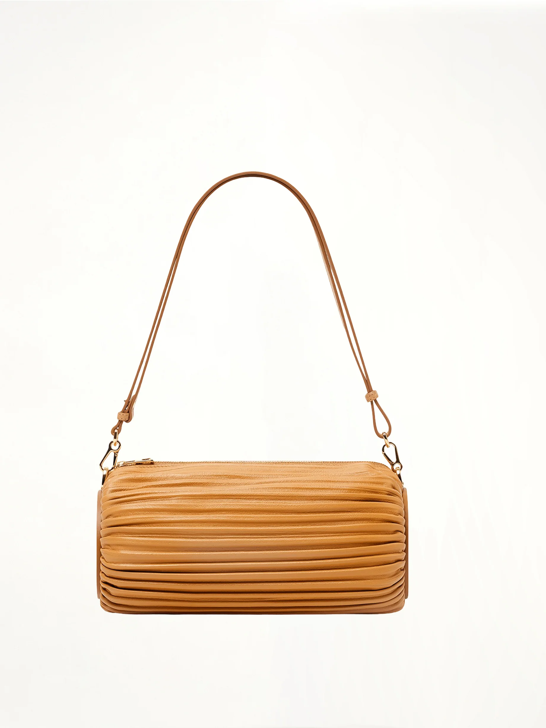 Bracelet Pouch in Pleated Nappa in Warm Desert - Image 4