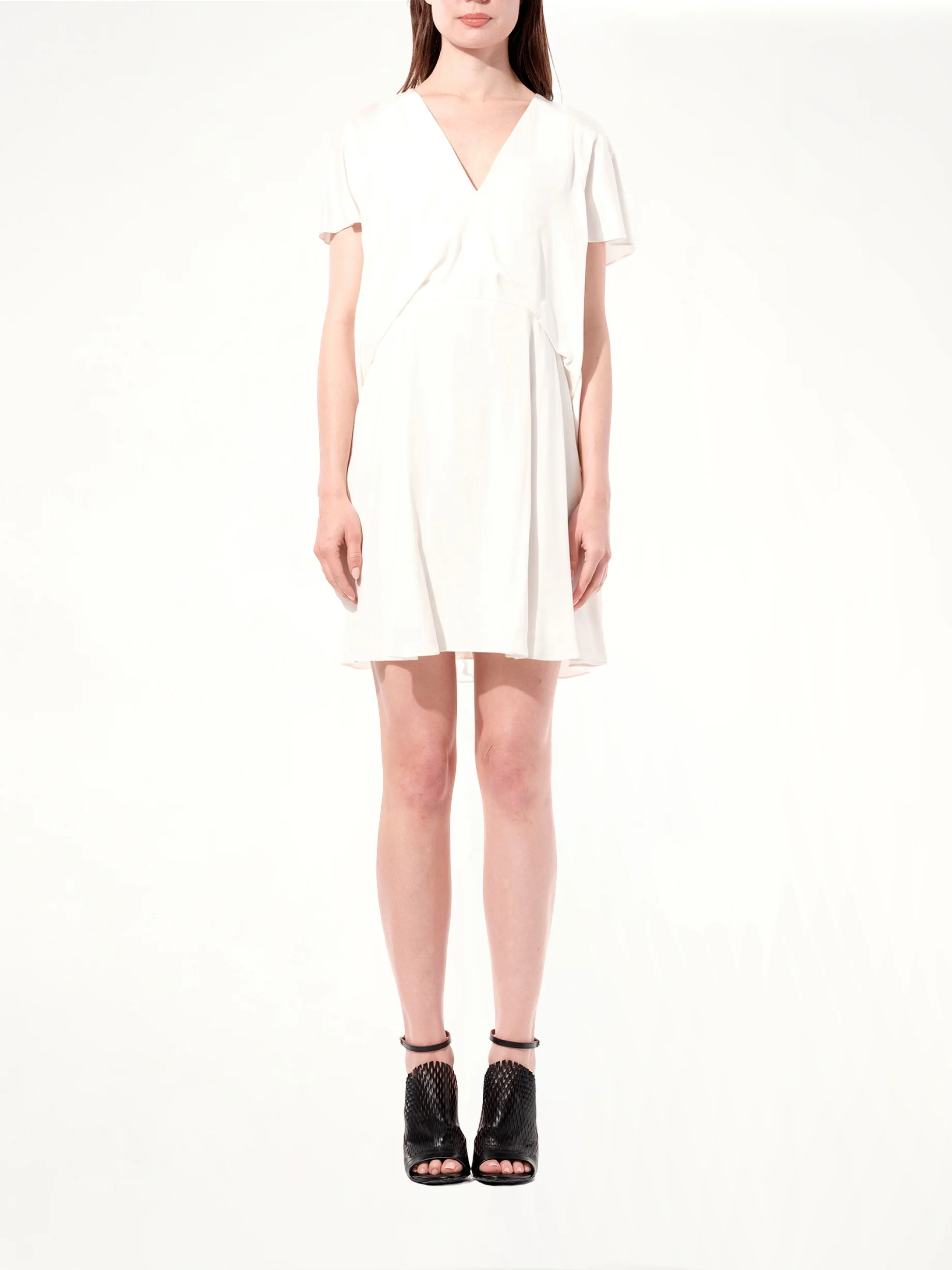 Breezy Romantic Short Sleeve Dress in White - Image 4