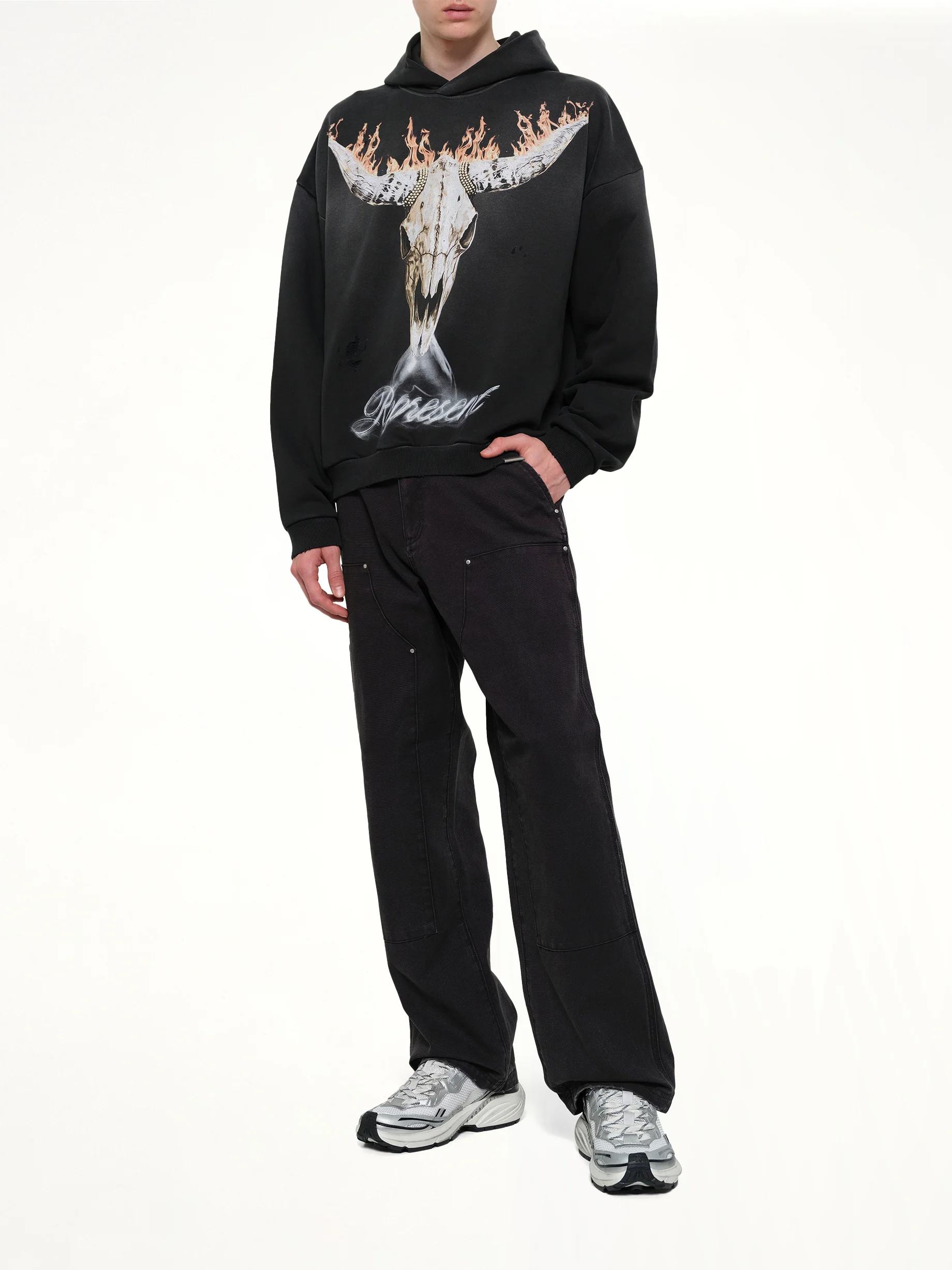 British Cowboys Hoodie in Stained Black - Image 4