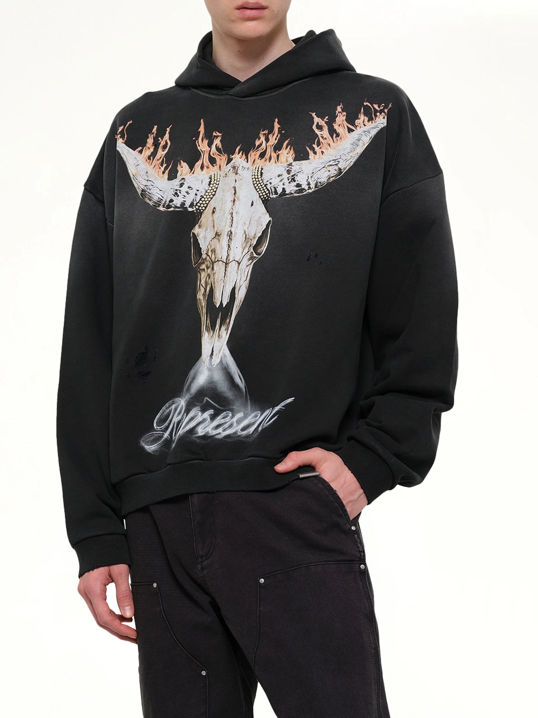 British Cowboys Hoodie in Stained Black - Image 6
