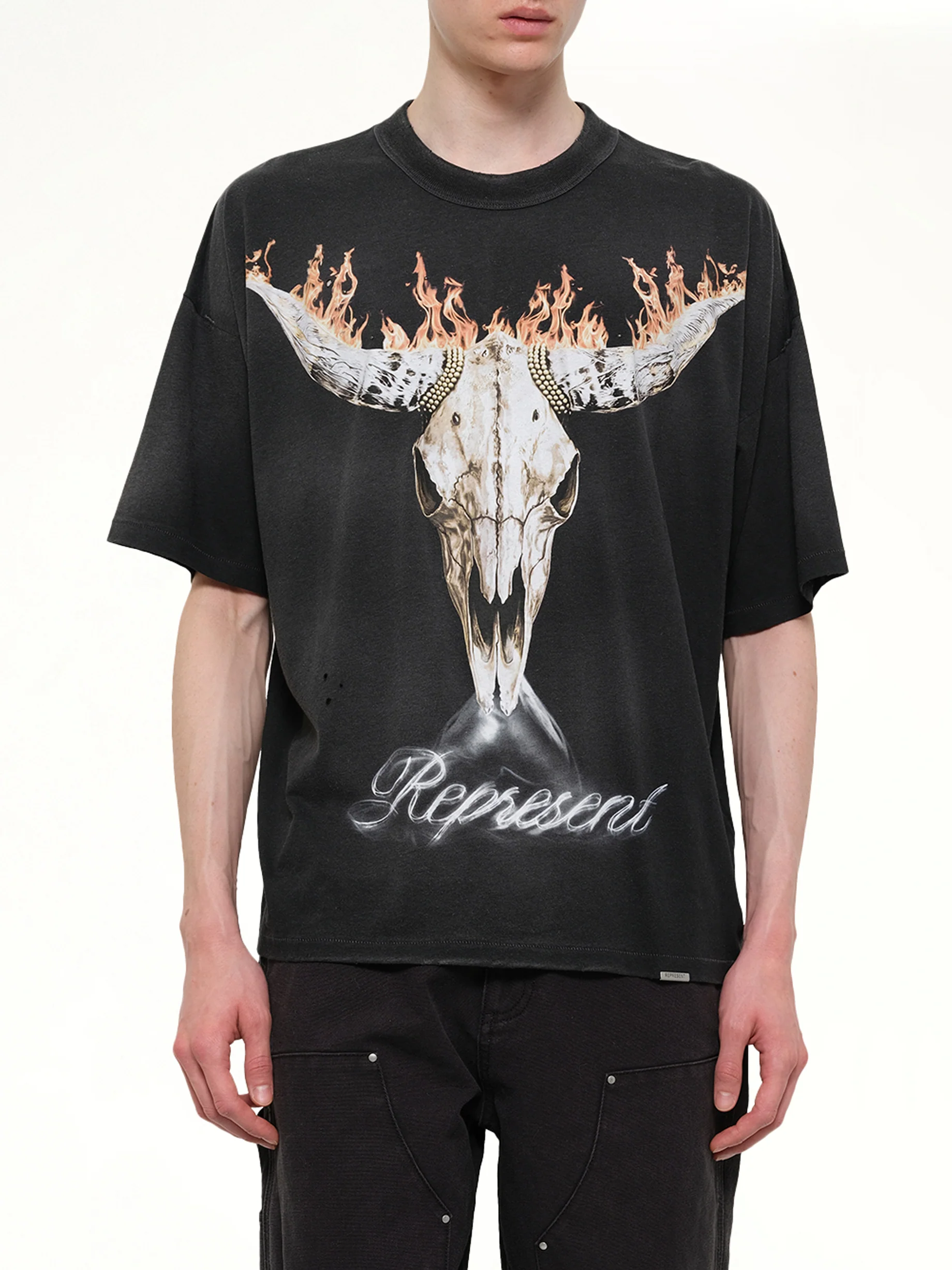 British Cowboys T-Shirt in Stained Black - Image 6