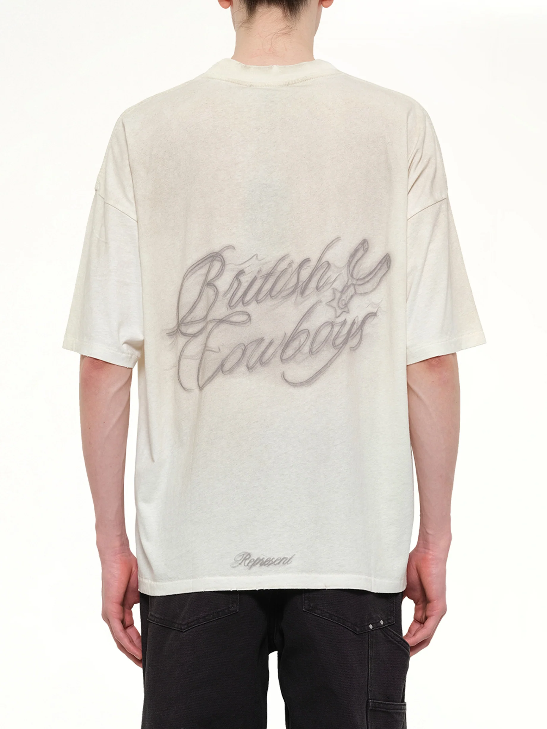 British Cowboys T-Shirt in Washed Ecru - Image 5