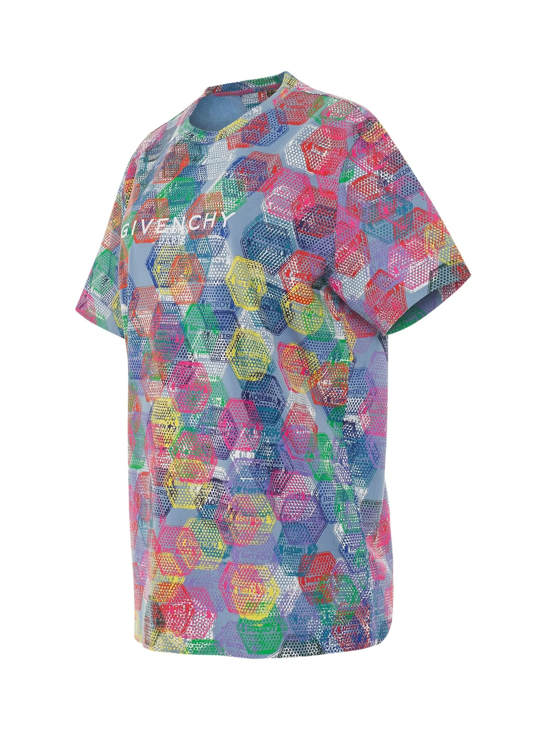 BSTROY All Over Patch Print Loose Fit T-Shirt in Multicolour - Image 2