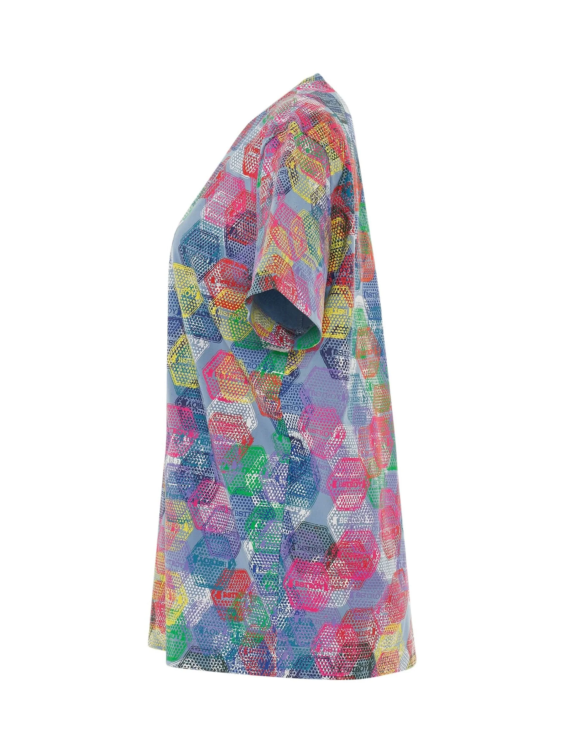 BSTROY All Over Patch Print Loose Fit T-Shirt in Multicolour - Image 3