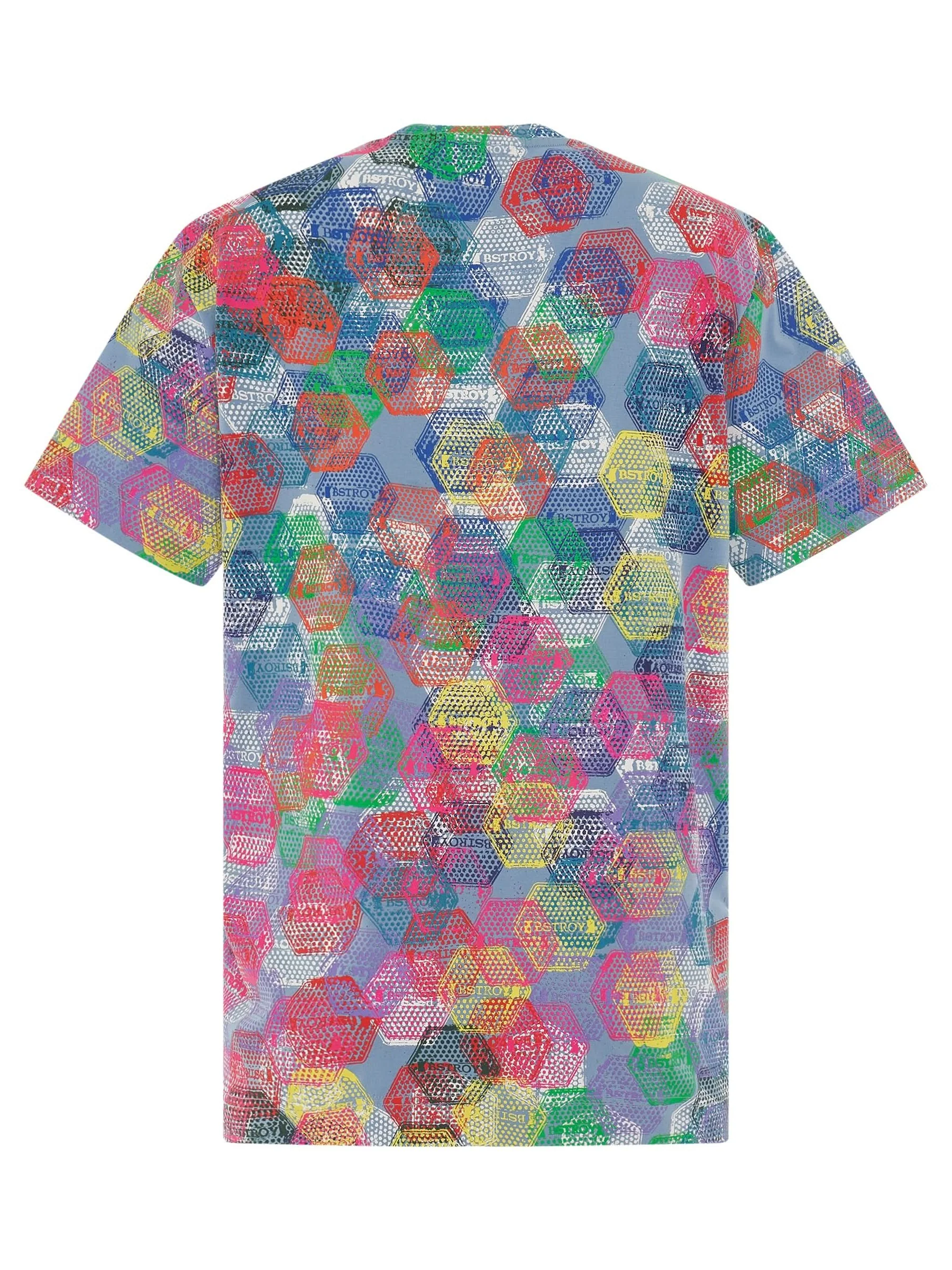 BSTROY All Over Patch Print Loose Fit T-Shirt in Multicolour - Image 4