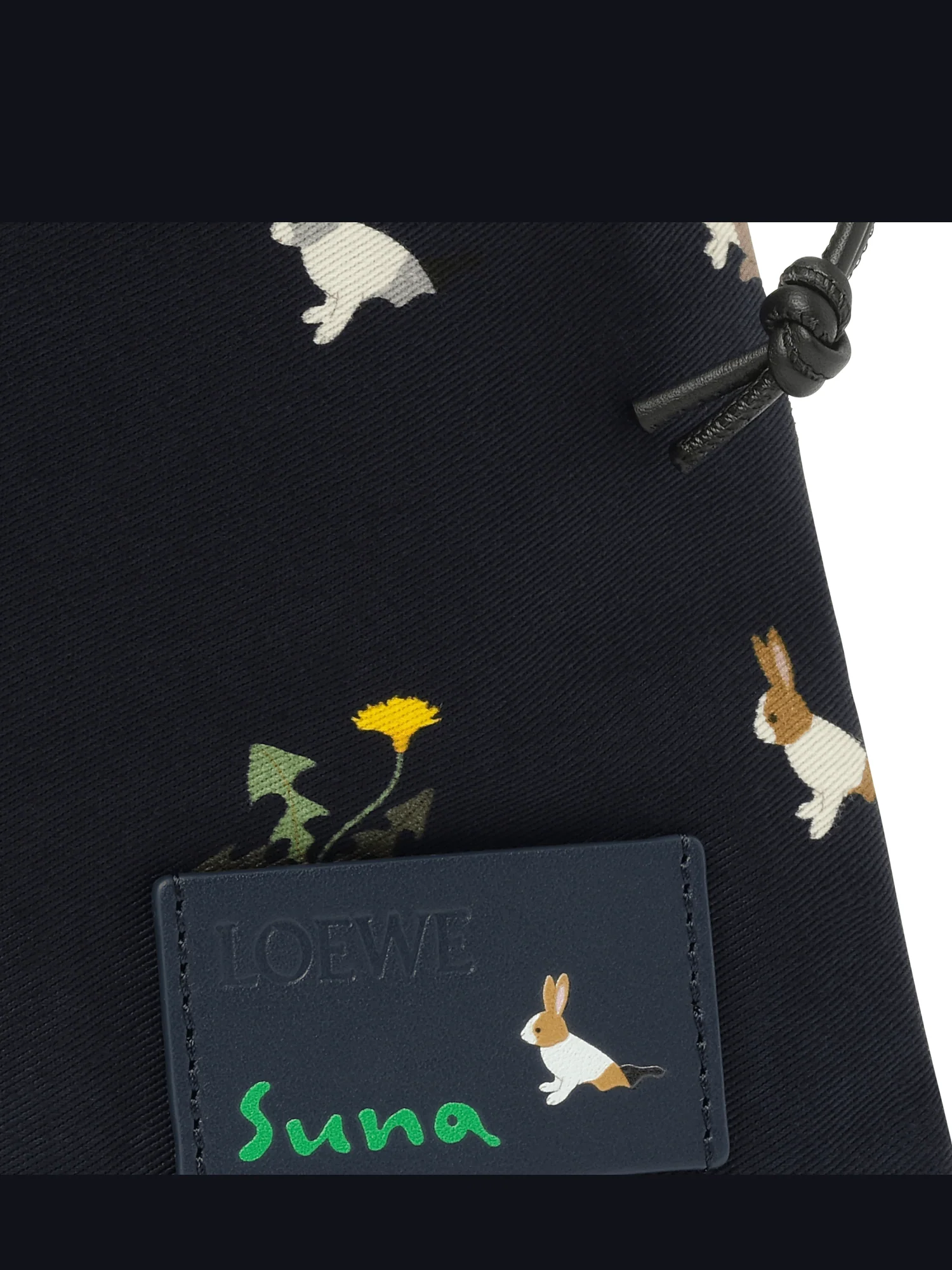 Bunnies Drawstring Pouch in Deep Navy - Image 3