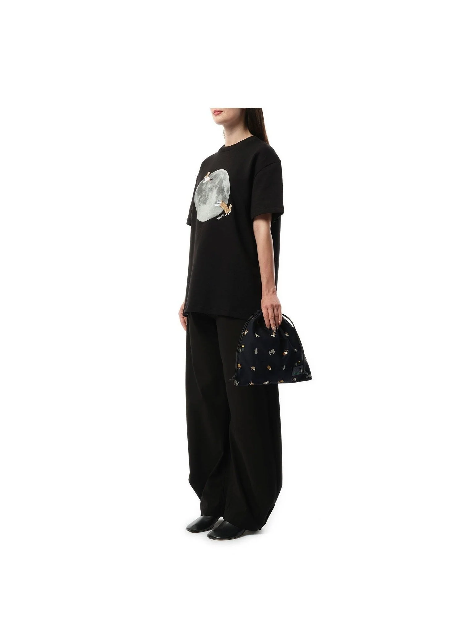 Bunnies Drawstring Pouch in Deep Navy - Image 4