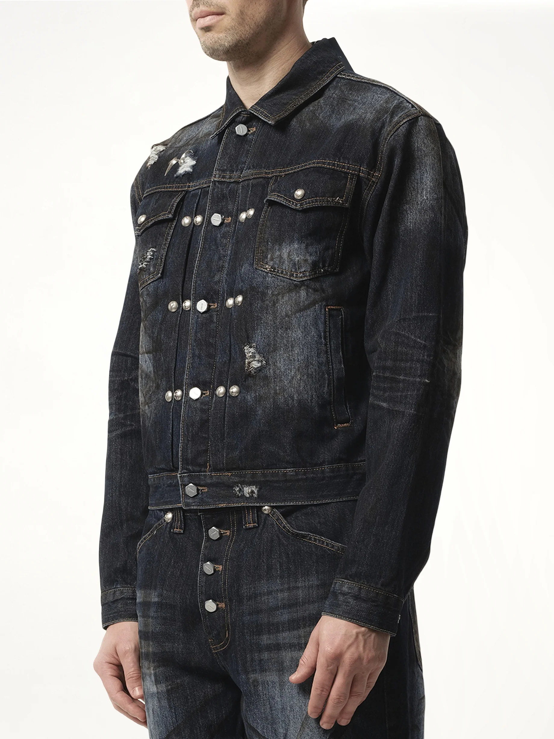 Burn Down Denim Jacket in Blue - Image 5