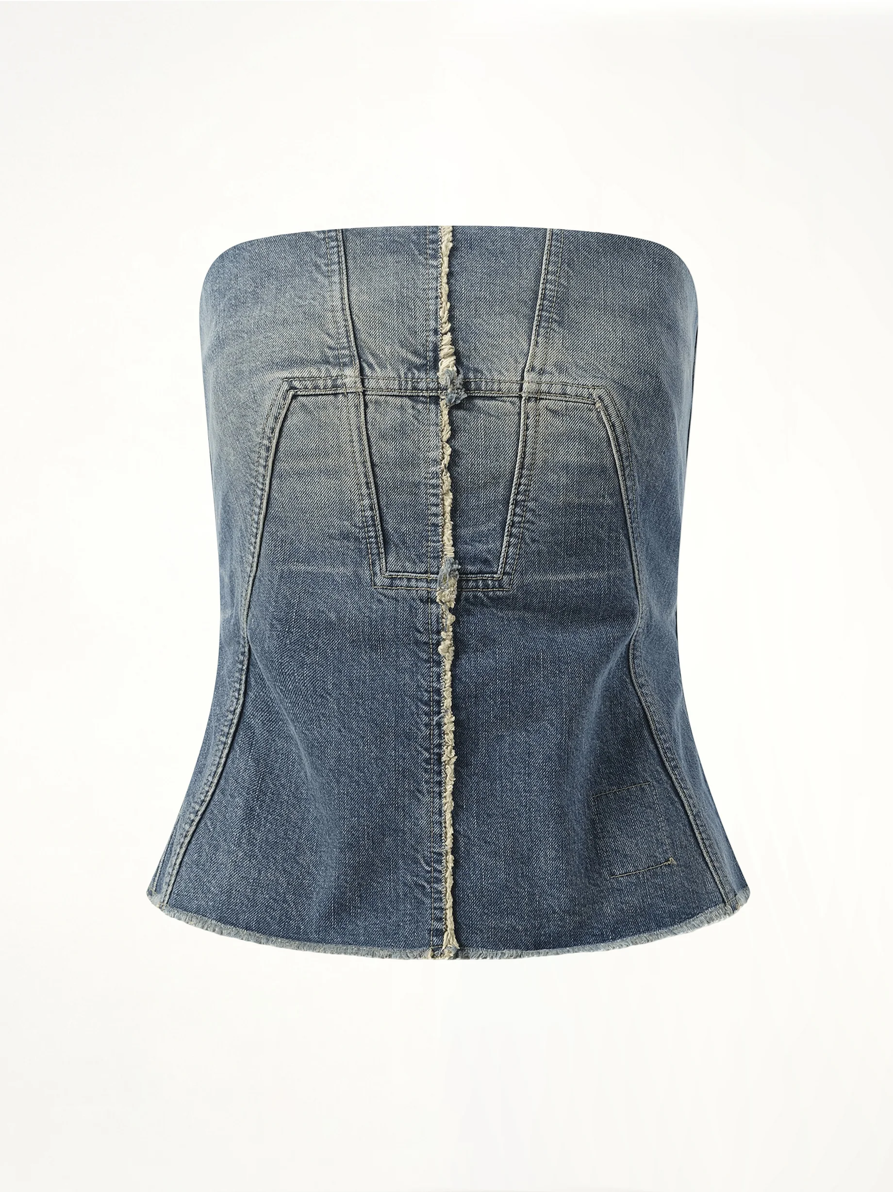 Bustier Top in Washed Indigo - Image 2