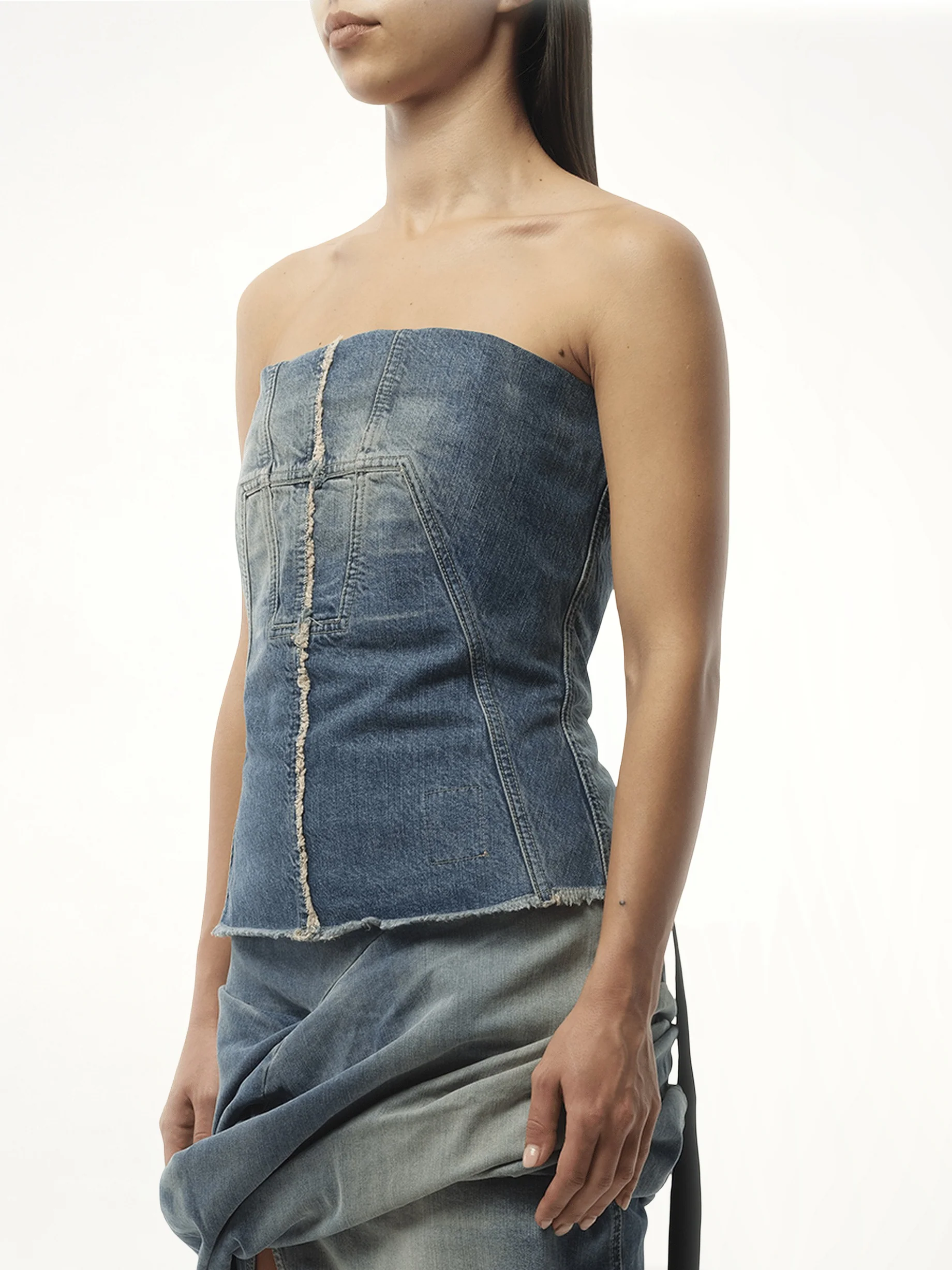 Bustier Top in Washed Indigo - Image 5