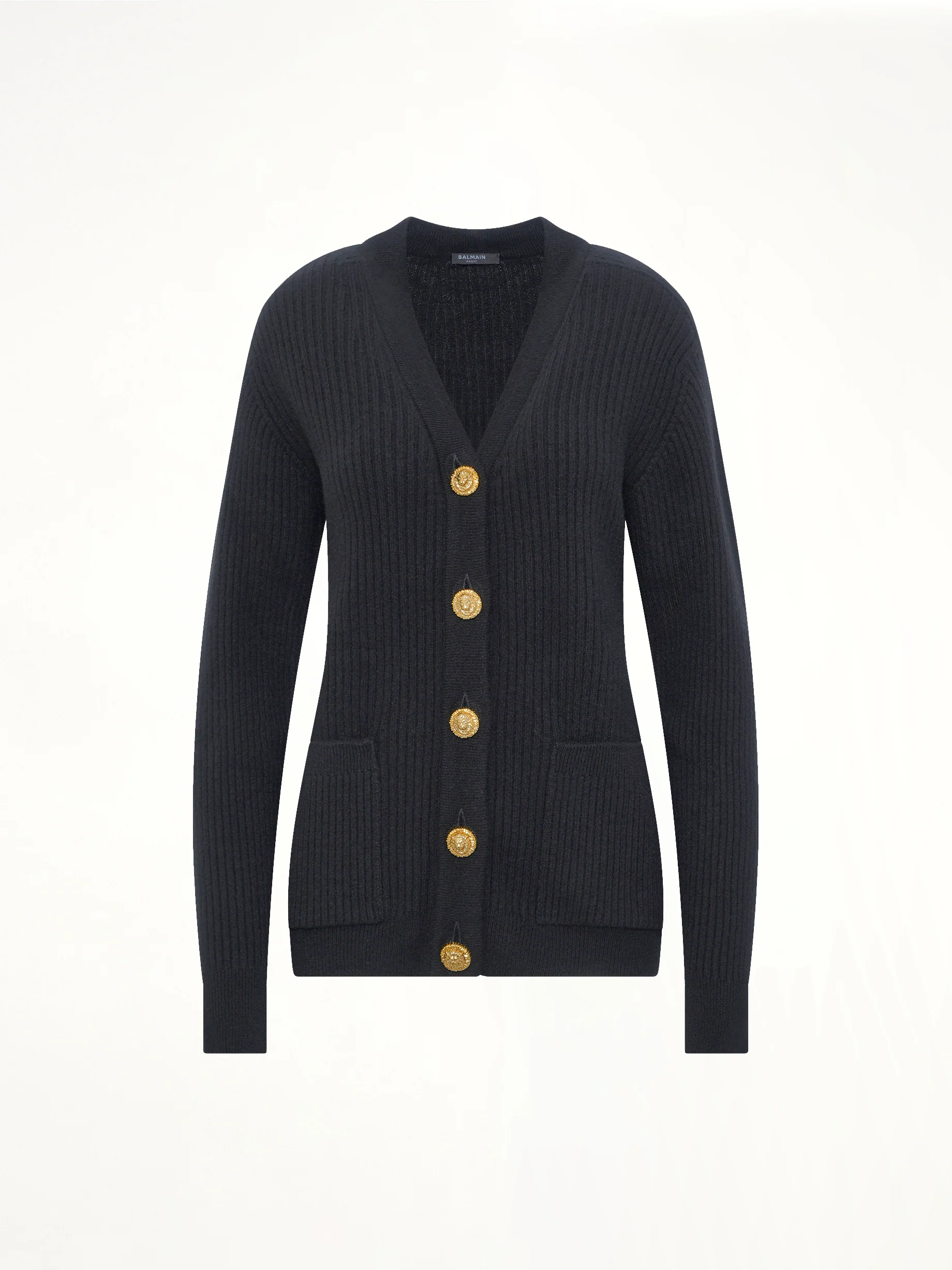 Buttoned Cashmere Cardigan in Black - Image 2