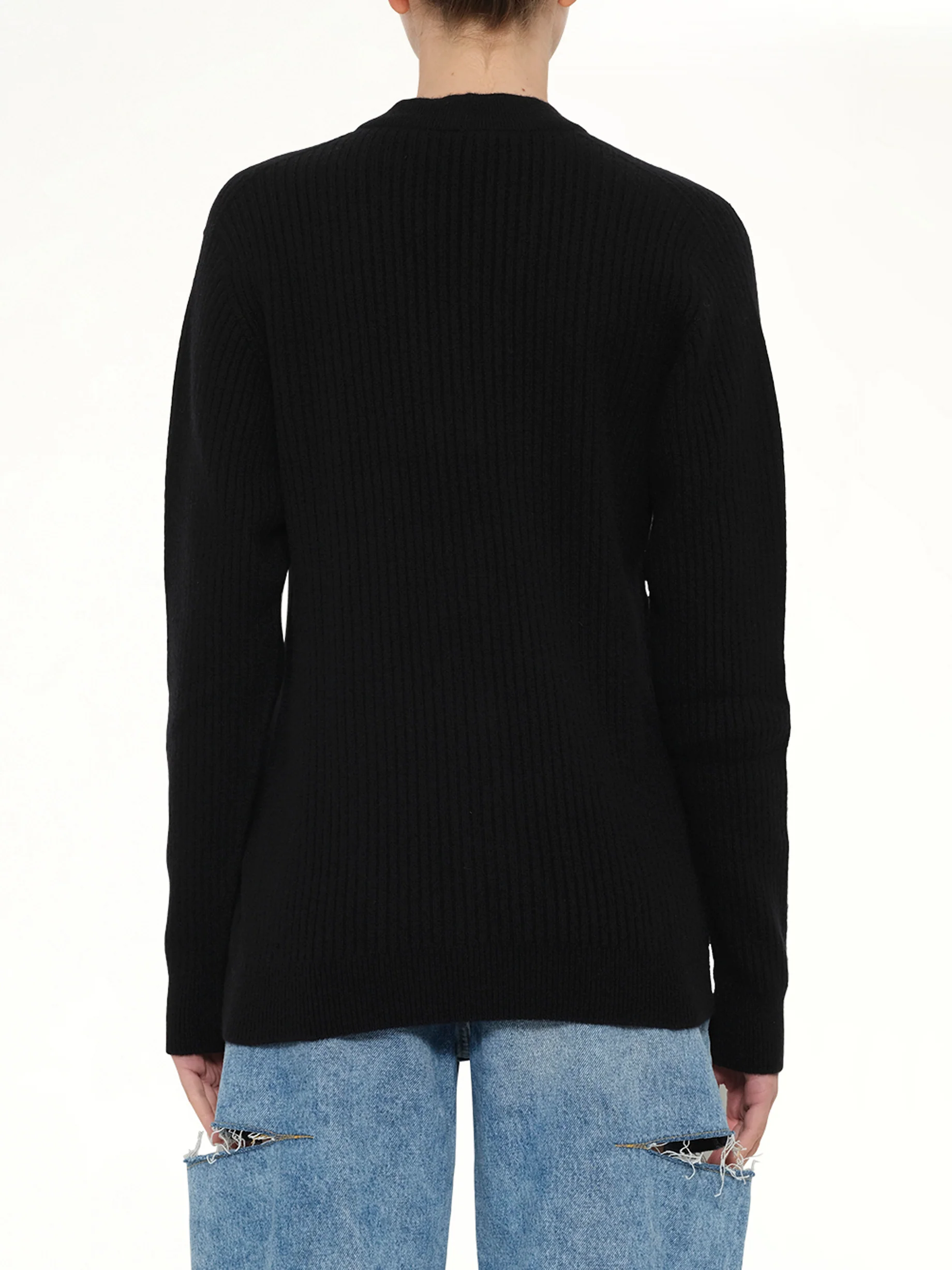 Buttoned Cashmere Cardigan in Black - Image 5