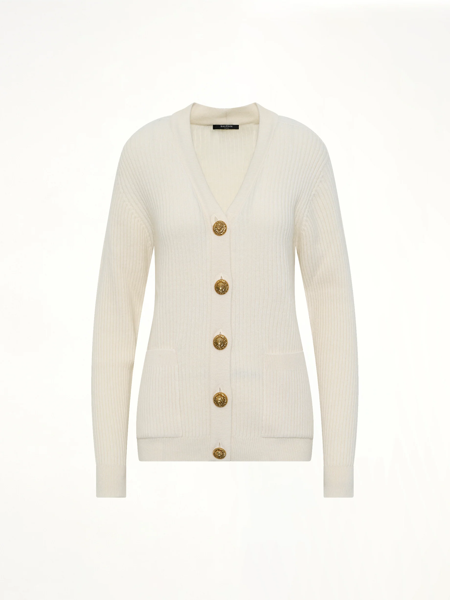 Buttoned Cashmere Cardigan in Natural - Image 2