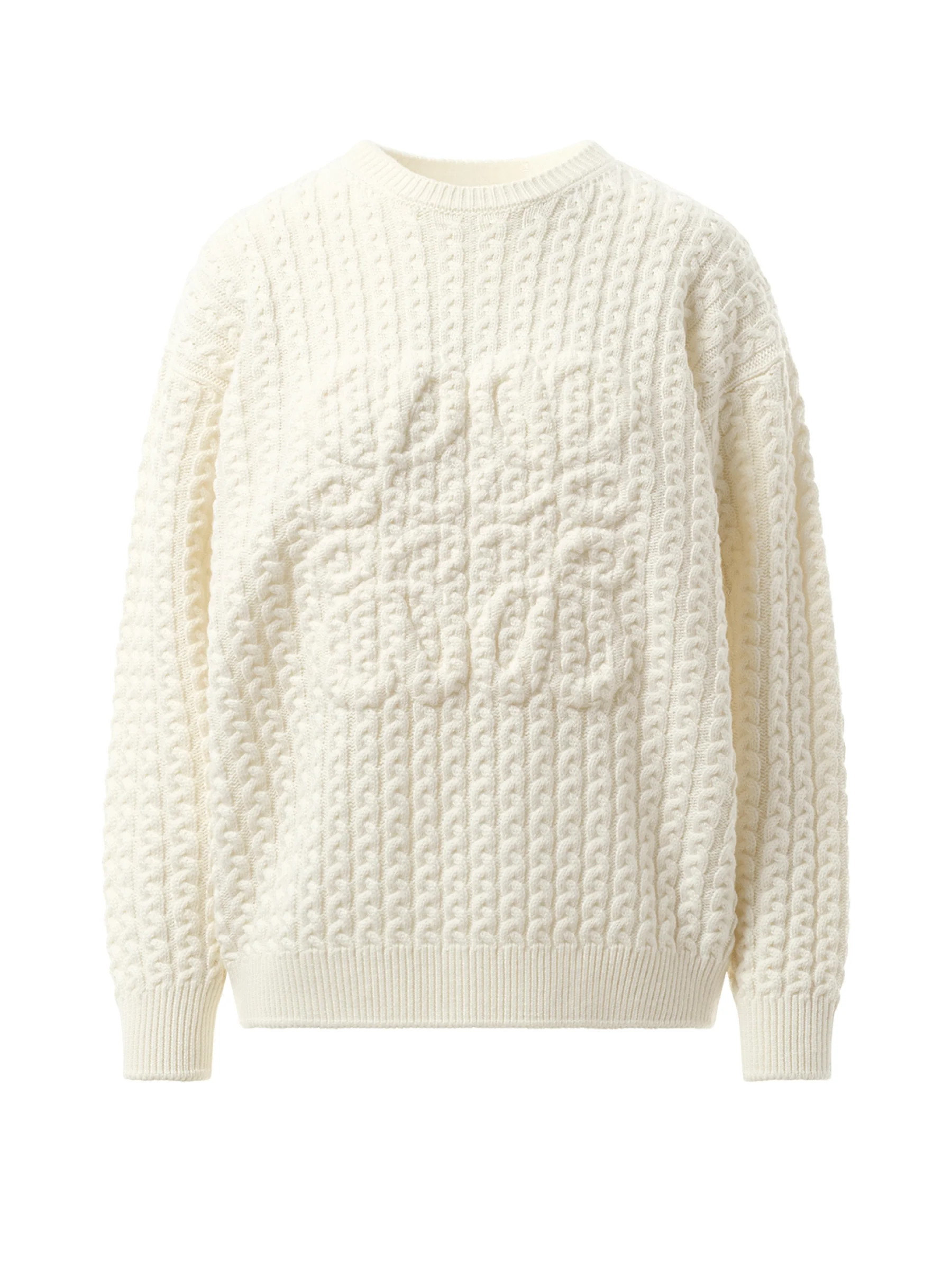 Cable Anagram Sweater in White - Image 2