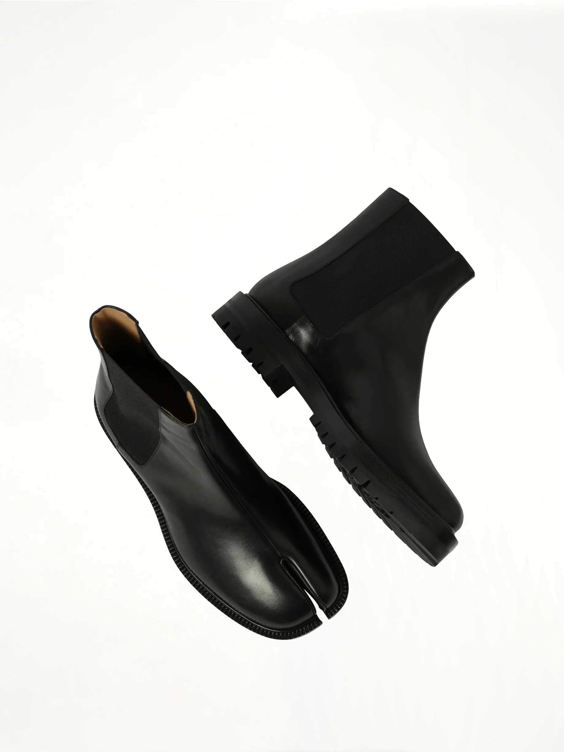 Calfskin Tabi County Chelsea Boots in Black - Image 4