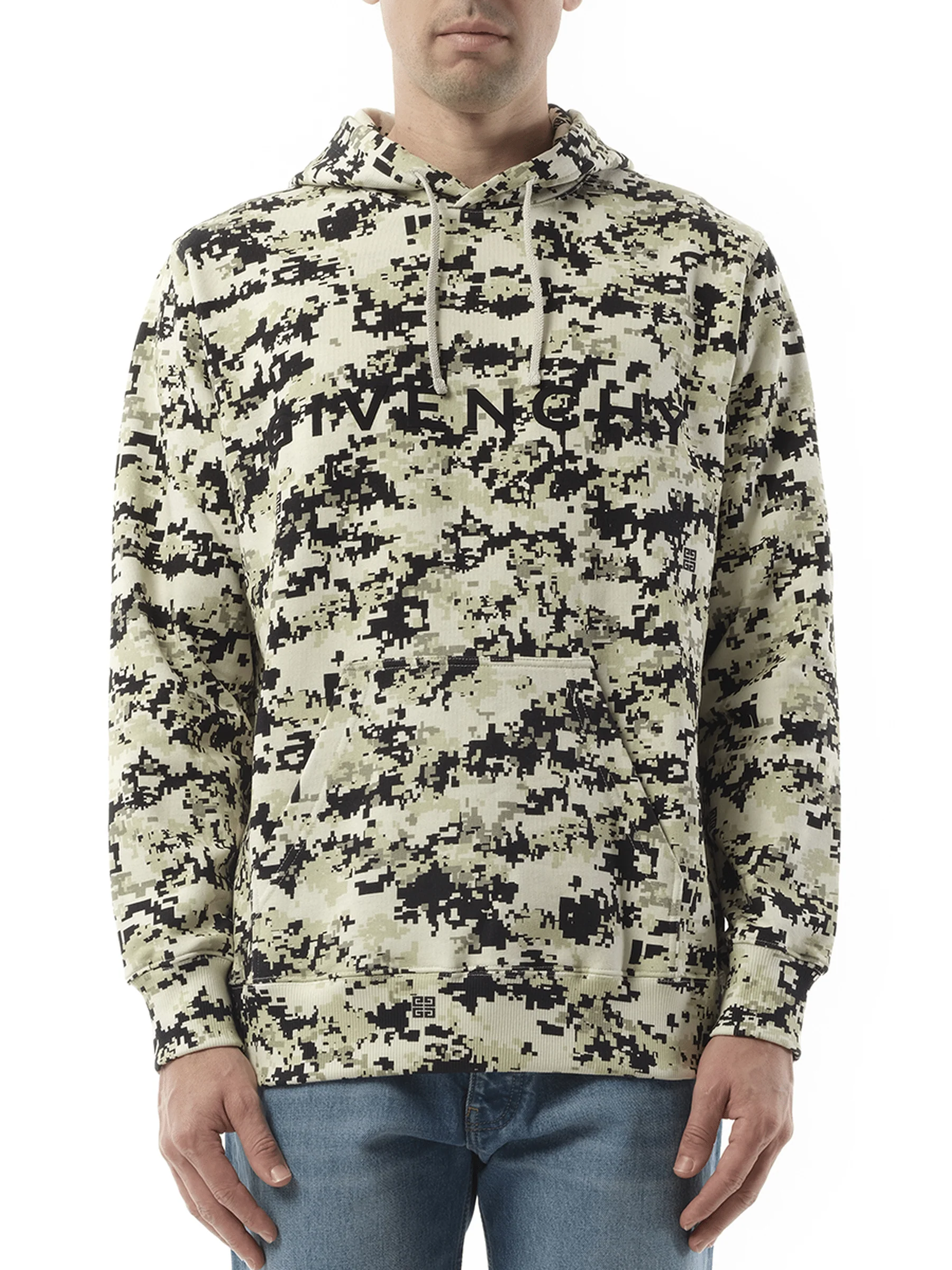Camo All Over Hoodie in Pearl Beige/Black