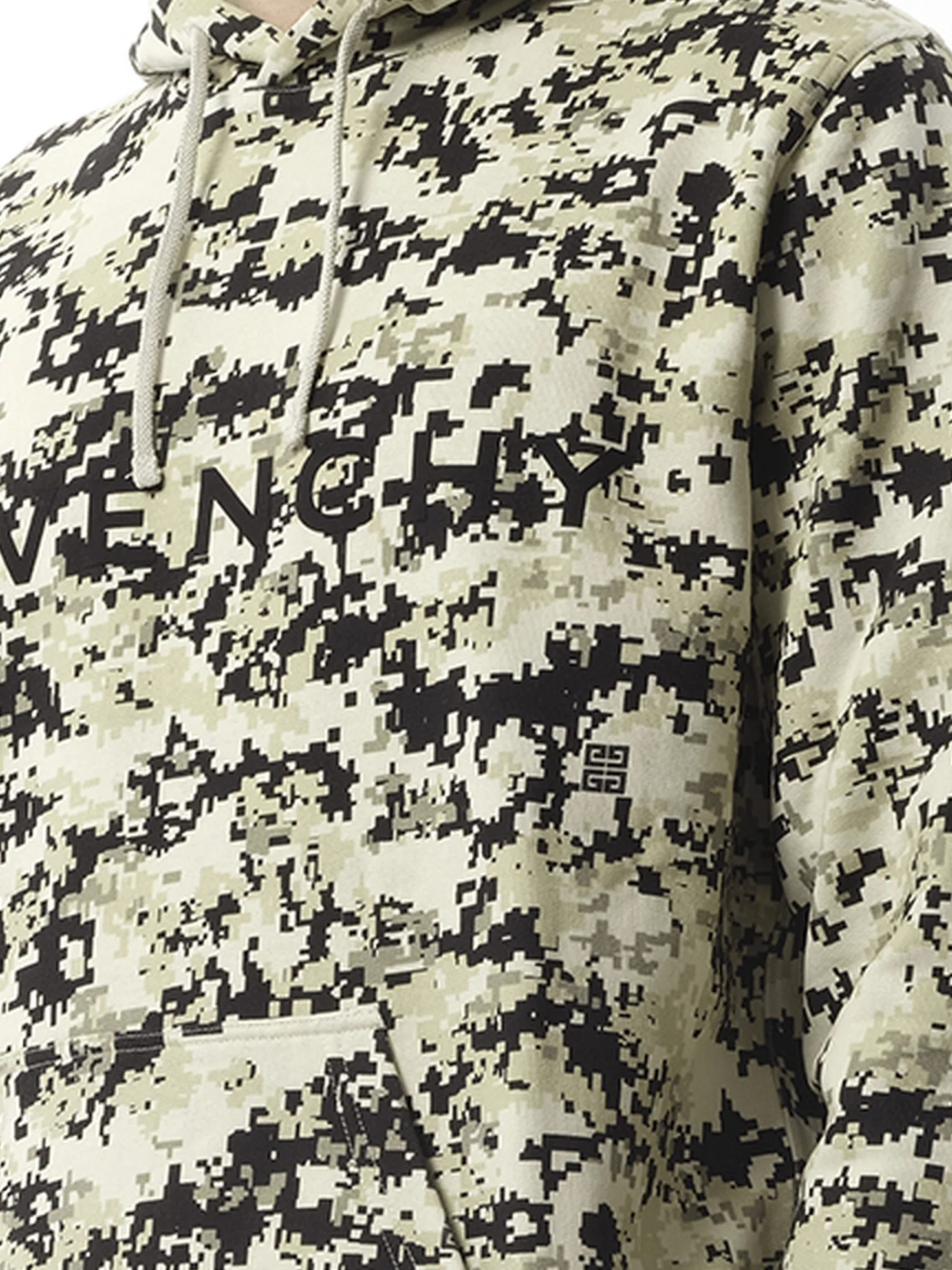 Camo All Over Hoodie in Pearl Beige/Black - Image 3