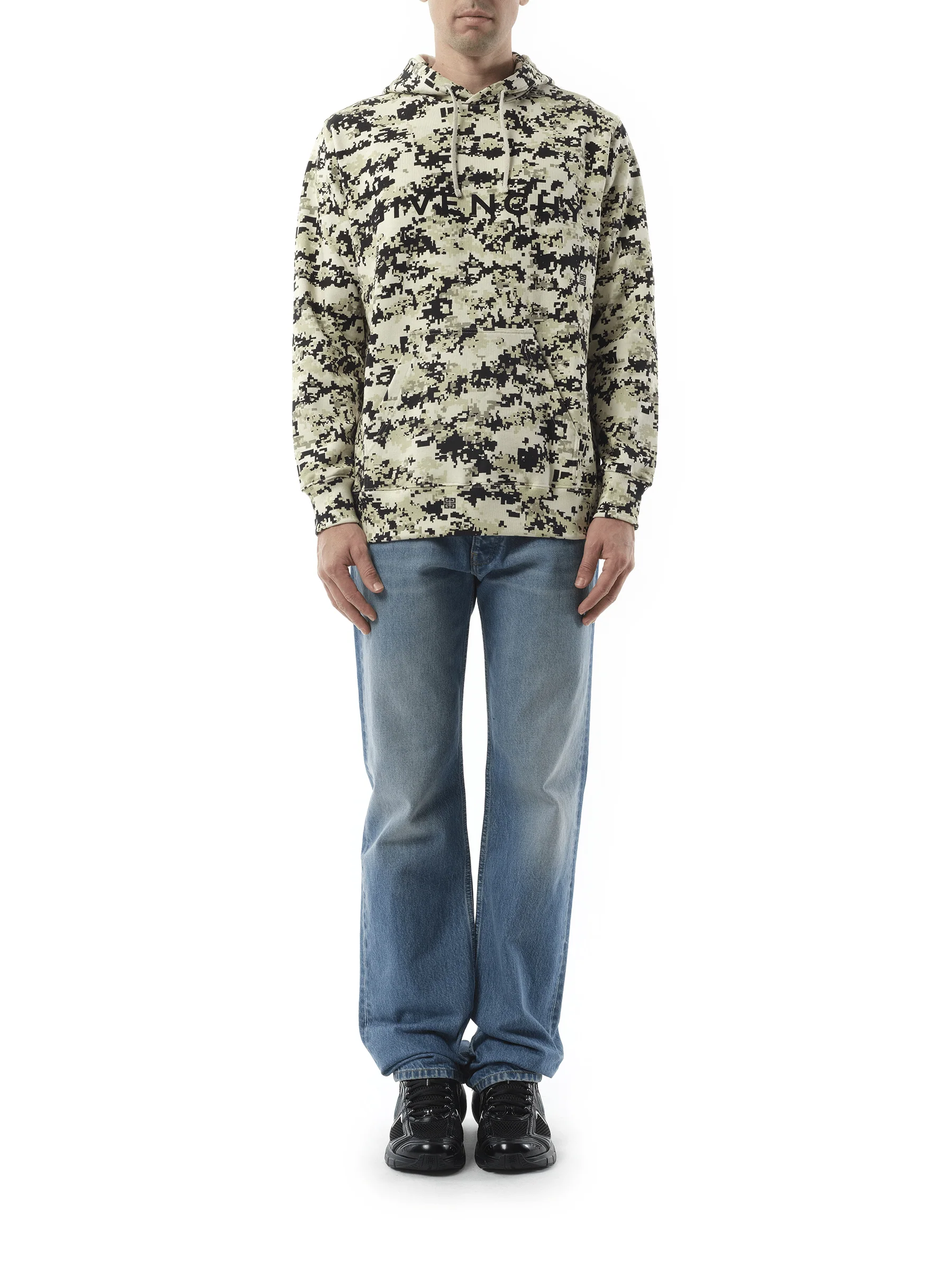 Camo All Over Hoodie in Pearl Beige/Black - Image 4