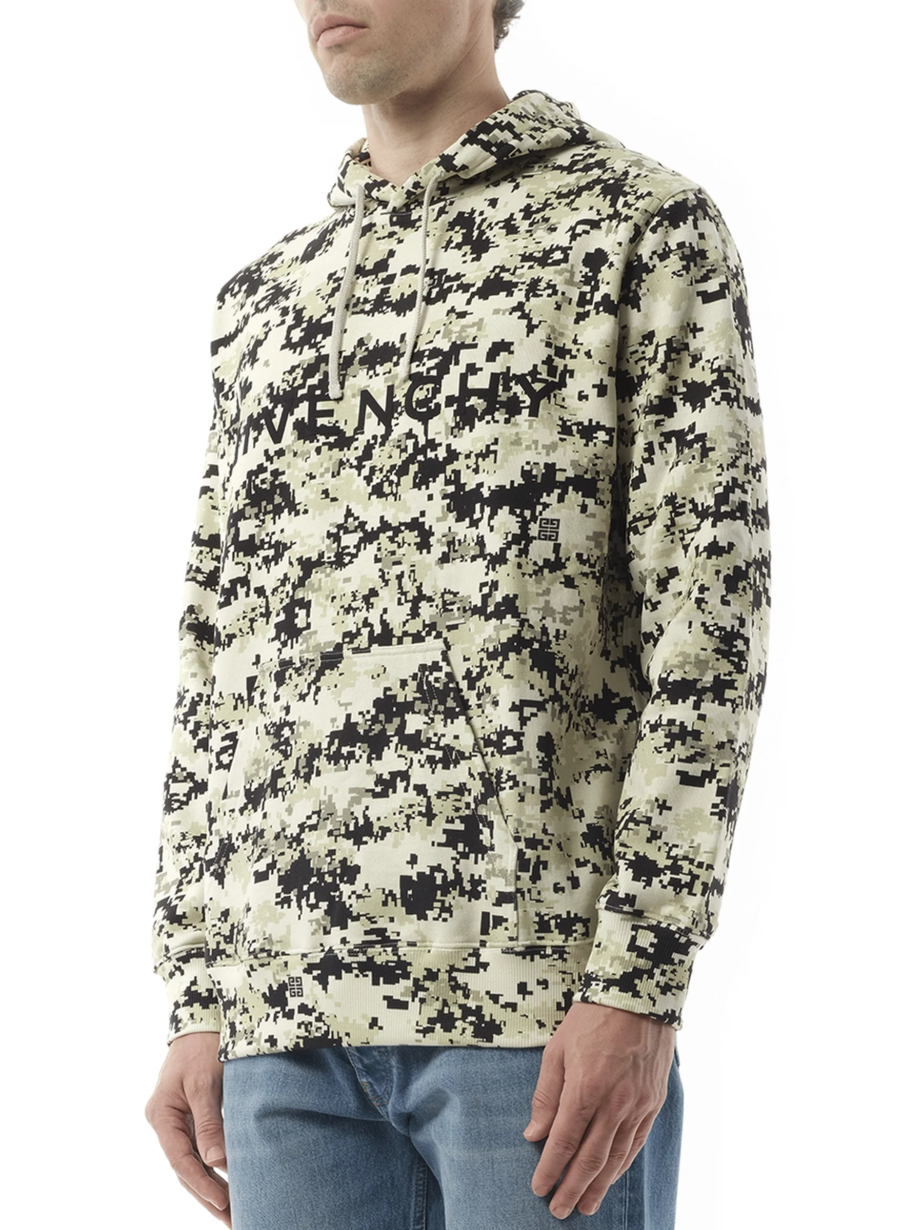 Camo All Over Hoodie in Pearl Beige/Black - Image 5