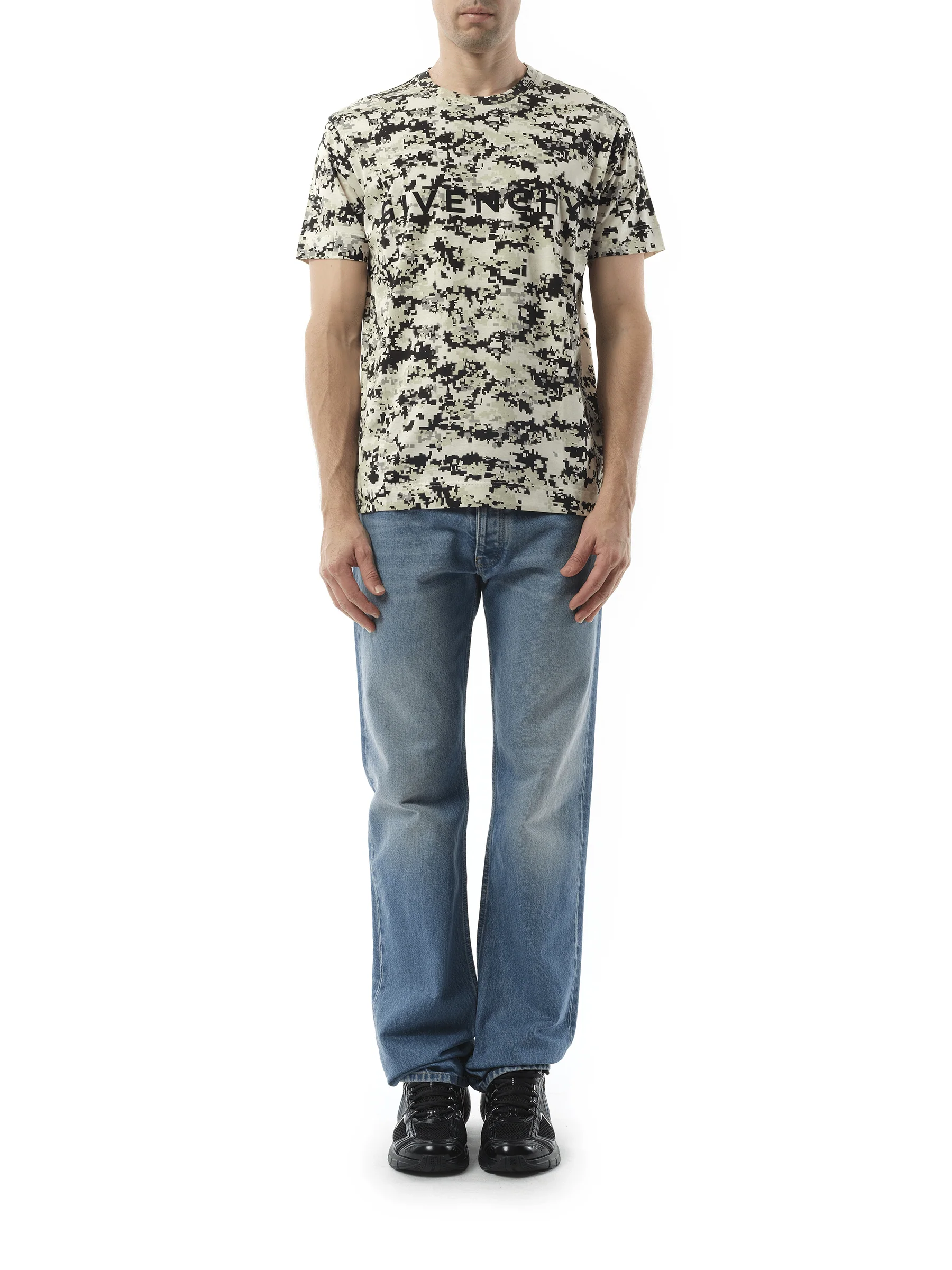 Camo All Over T-Shirt in Beige/Black - Image 4