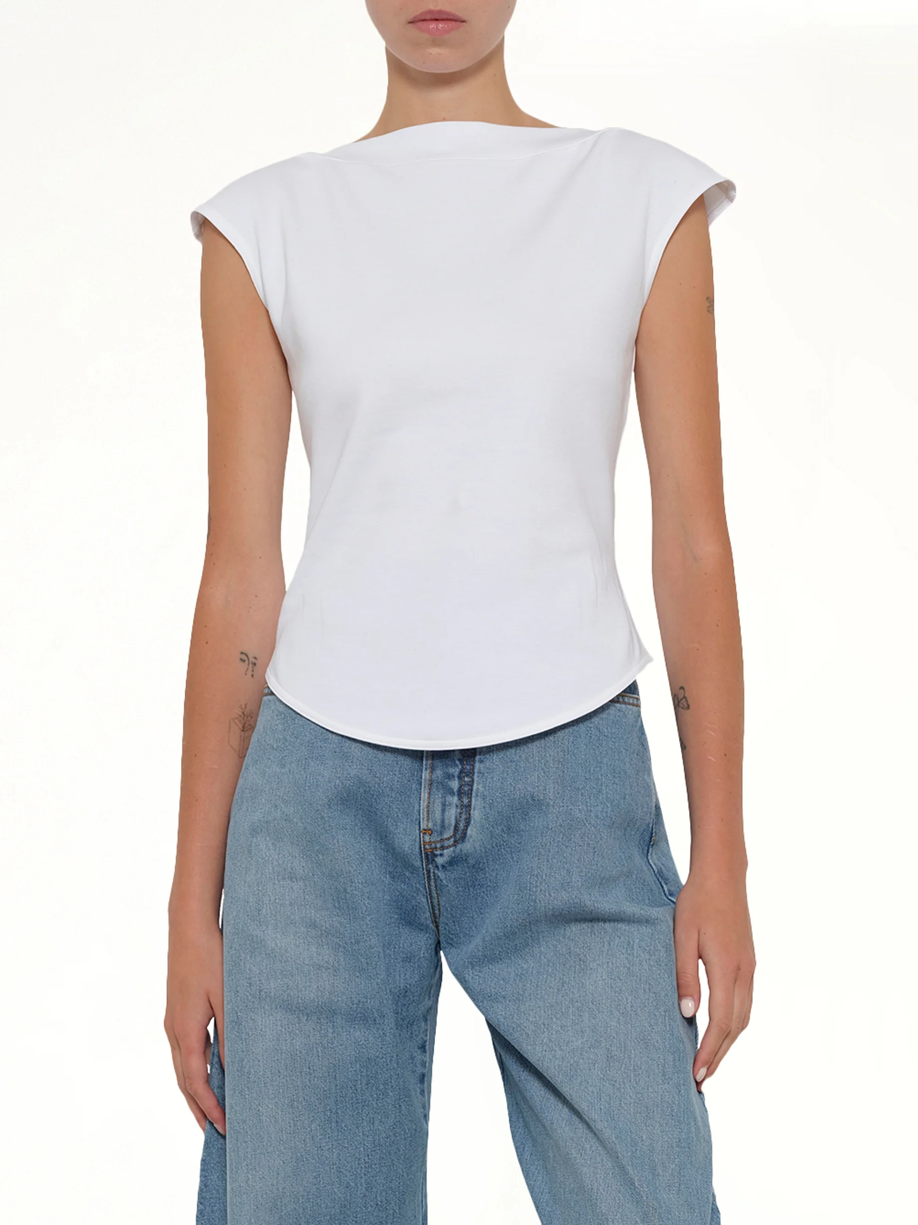 Cap T-Shirt in White - Image 6
