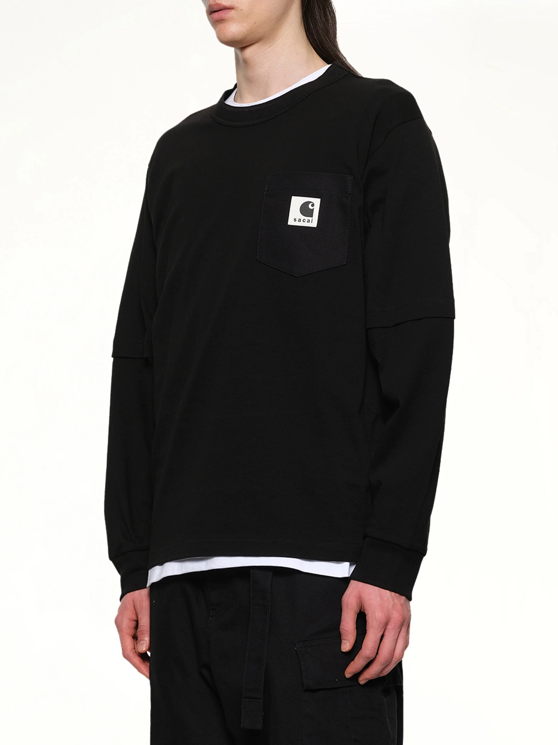 Carhartt WIP Cotton Jersey L/S T-Shirt in Black - Image 3
