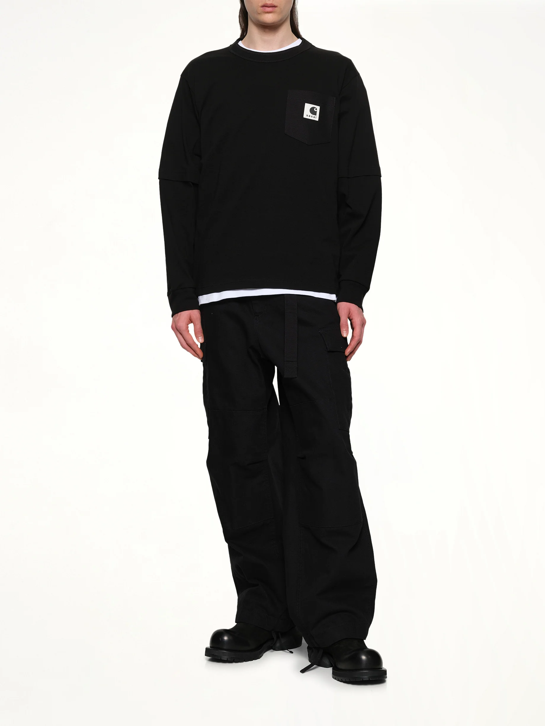 Carhartt WIP Cotton Jersey L/S T-Shirt in Black - Image 4